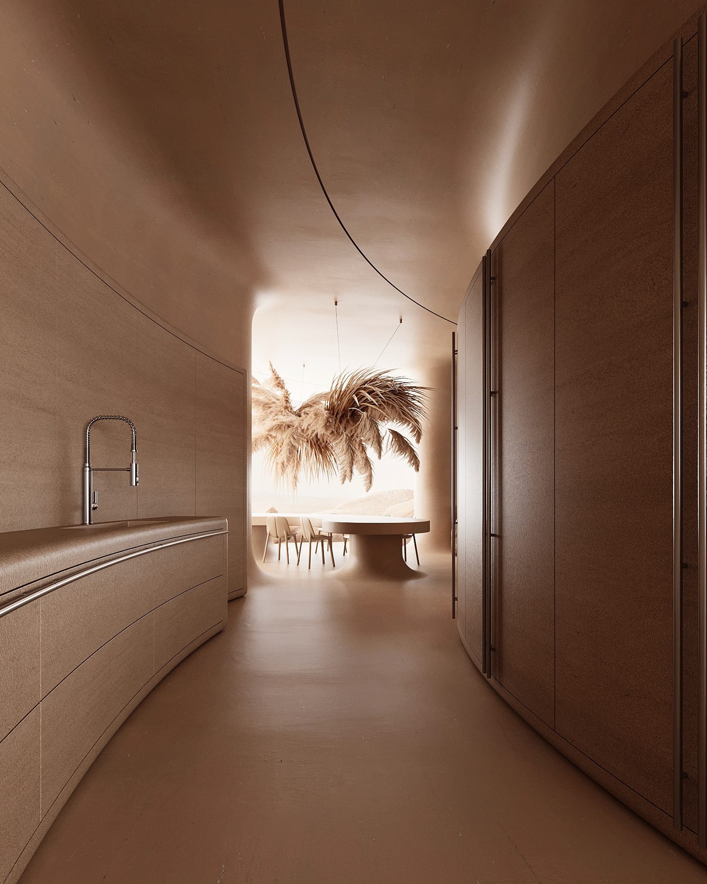 Architecture，inside the city，Design，3dmax，visualization，bedroom，modern，kitchen，