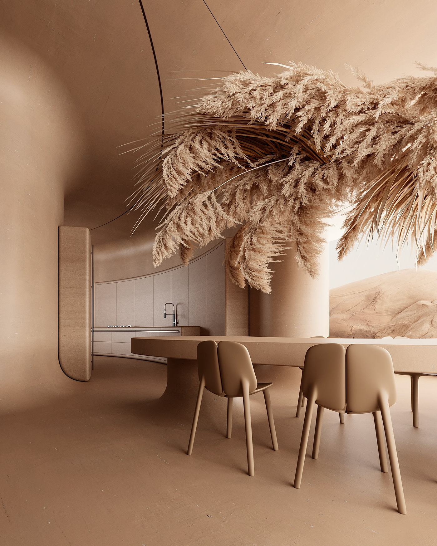 Architecture，inside the city，Design，3dmax，visualization，bedroom，modern，kitchen，