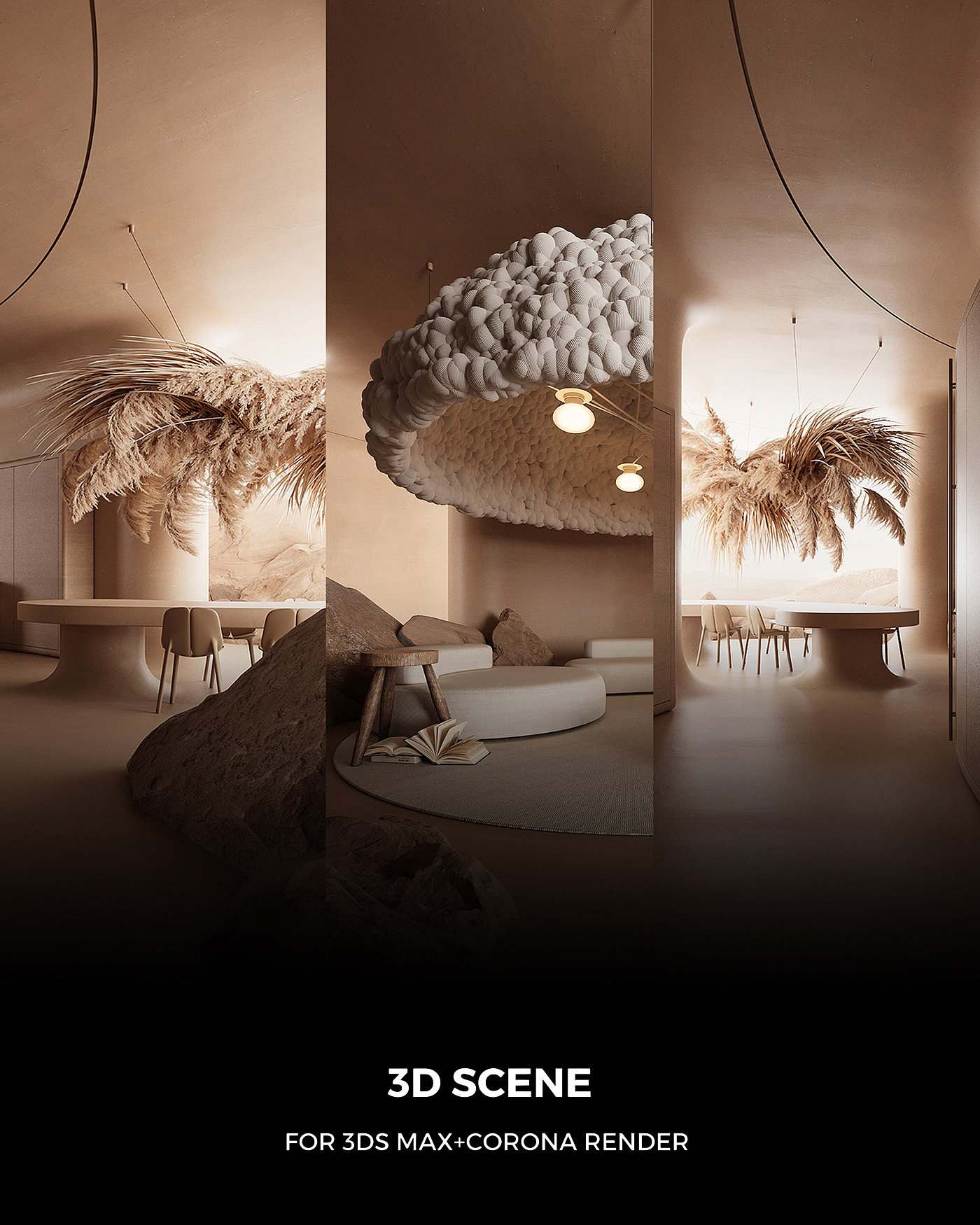 Architecture，inside the city，Design，3dmax，visualization，bedroom，modern，kitchen，
