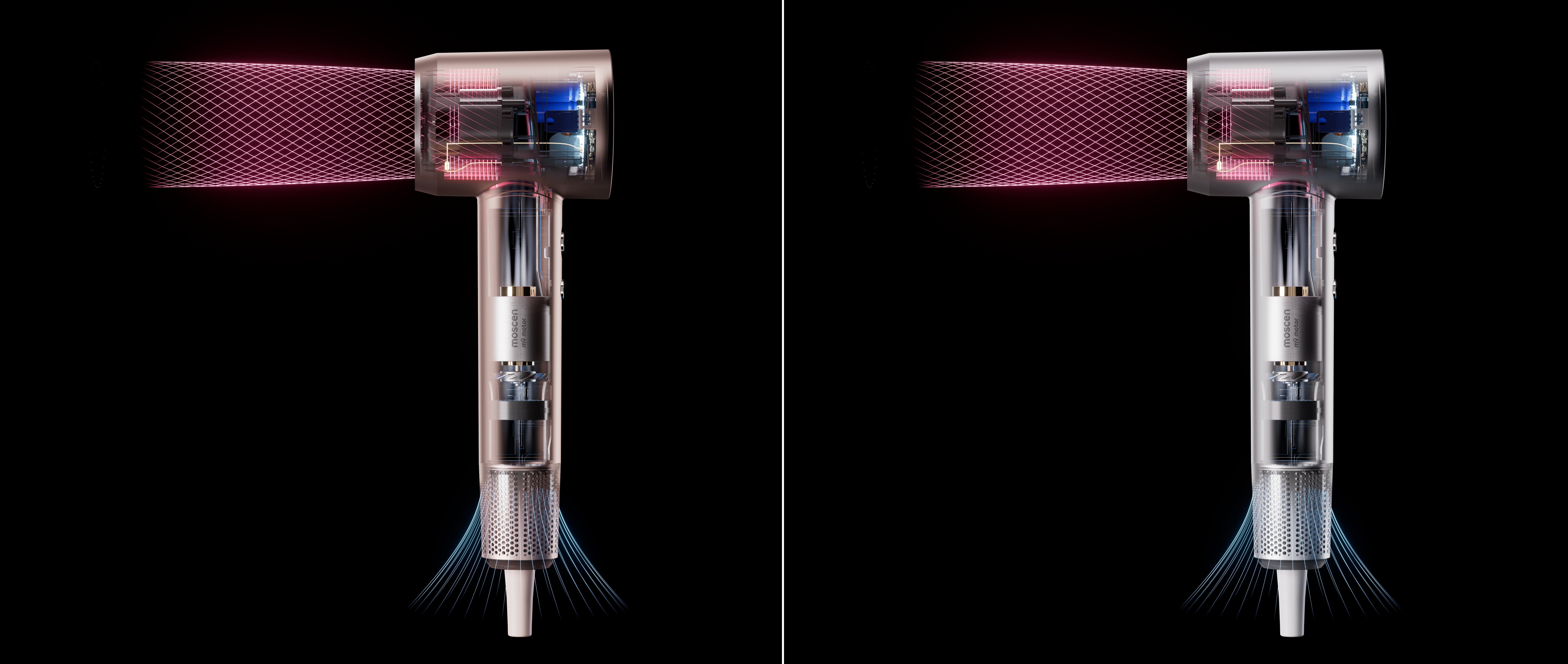 hair drier，High speed hair dryer，Personal care products，visual effect performance，colourful，Render，5% design，