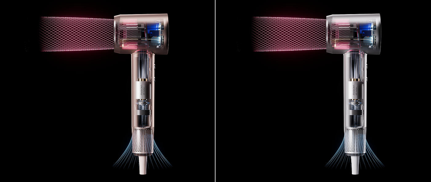 hair drier，High speed hair dryer，Personal care products，visual effect performance，colourful，Render，5% design，