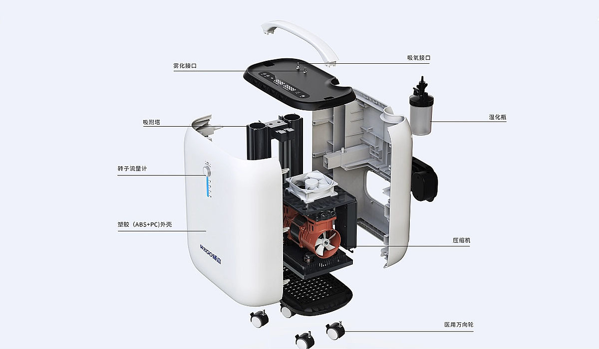 Design of oxygen generator，Medical oxygen generator，Medical product design，Medical equipment design，Medical device design，Appearance and structure design，