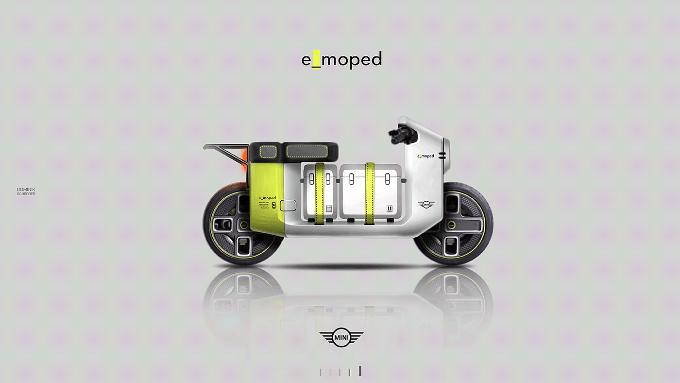 MINI e_moped，交通工具，电动城市滑板车，创意，