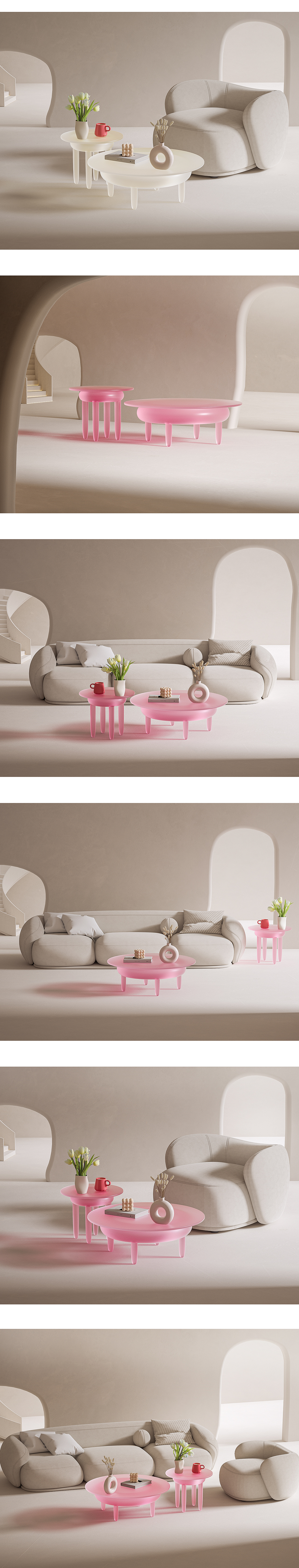 doughnut，Combination coffee table，tea table，Side table，furniture design ，Cream wind，