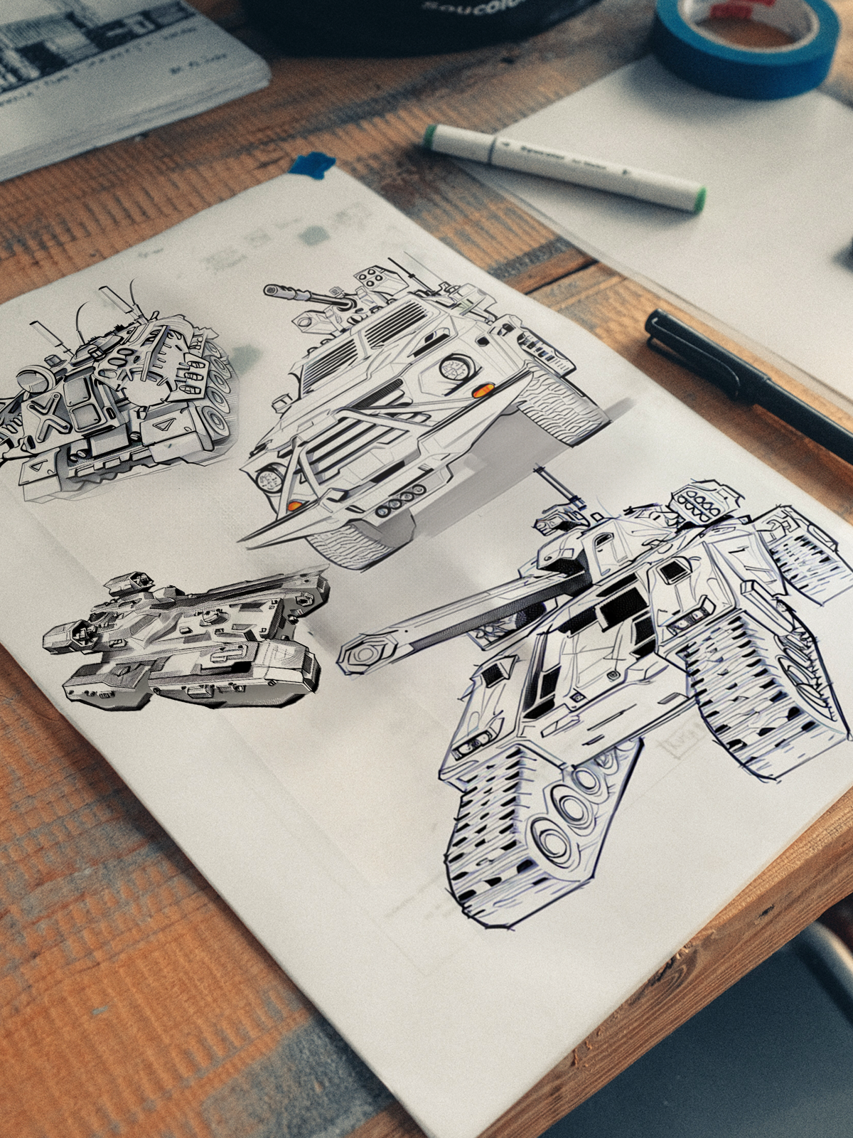 Hand drawn，Hand drawn vehicle，Hand drawn products，AIGC，stablediffusion，midjourney，