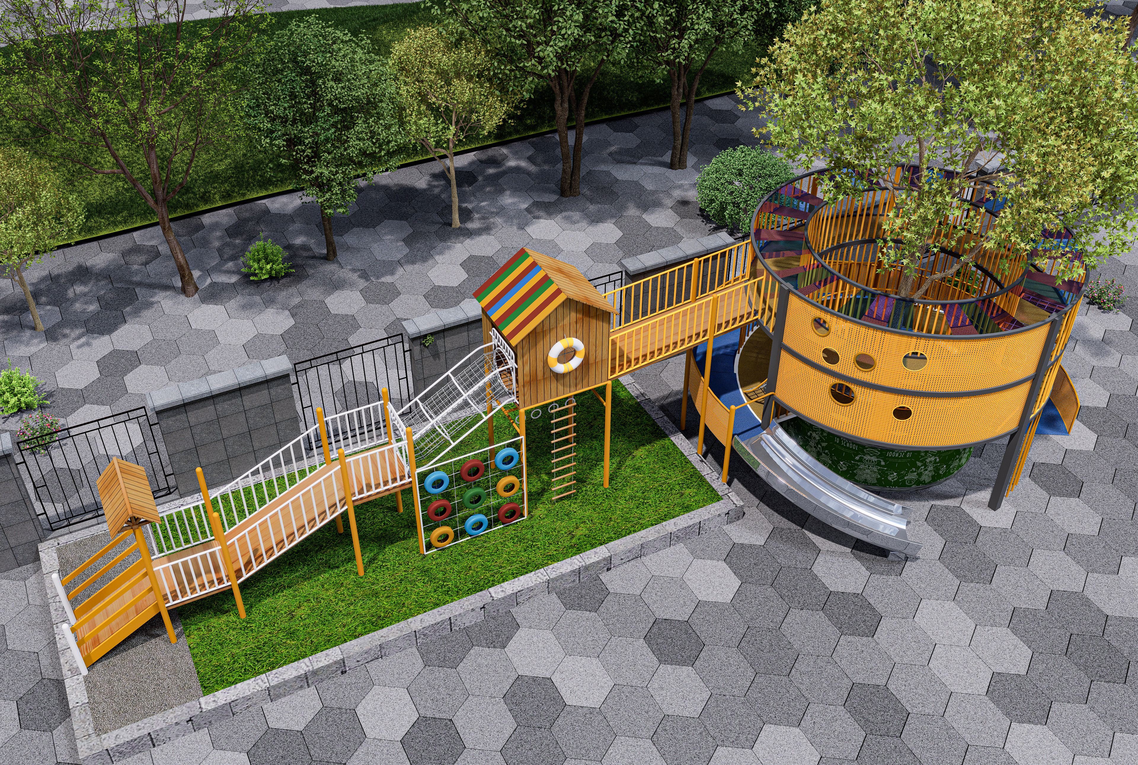 Outdoor amusement facilities，Children's Toys，Outdoor slide，Large slide，Playground，Tree House，Non-standard custom slide，