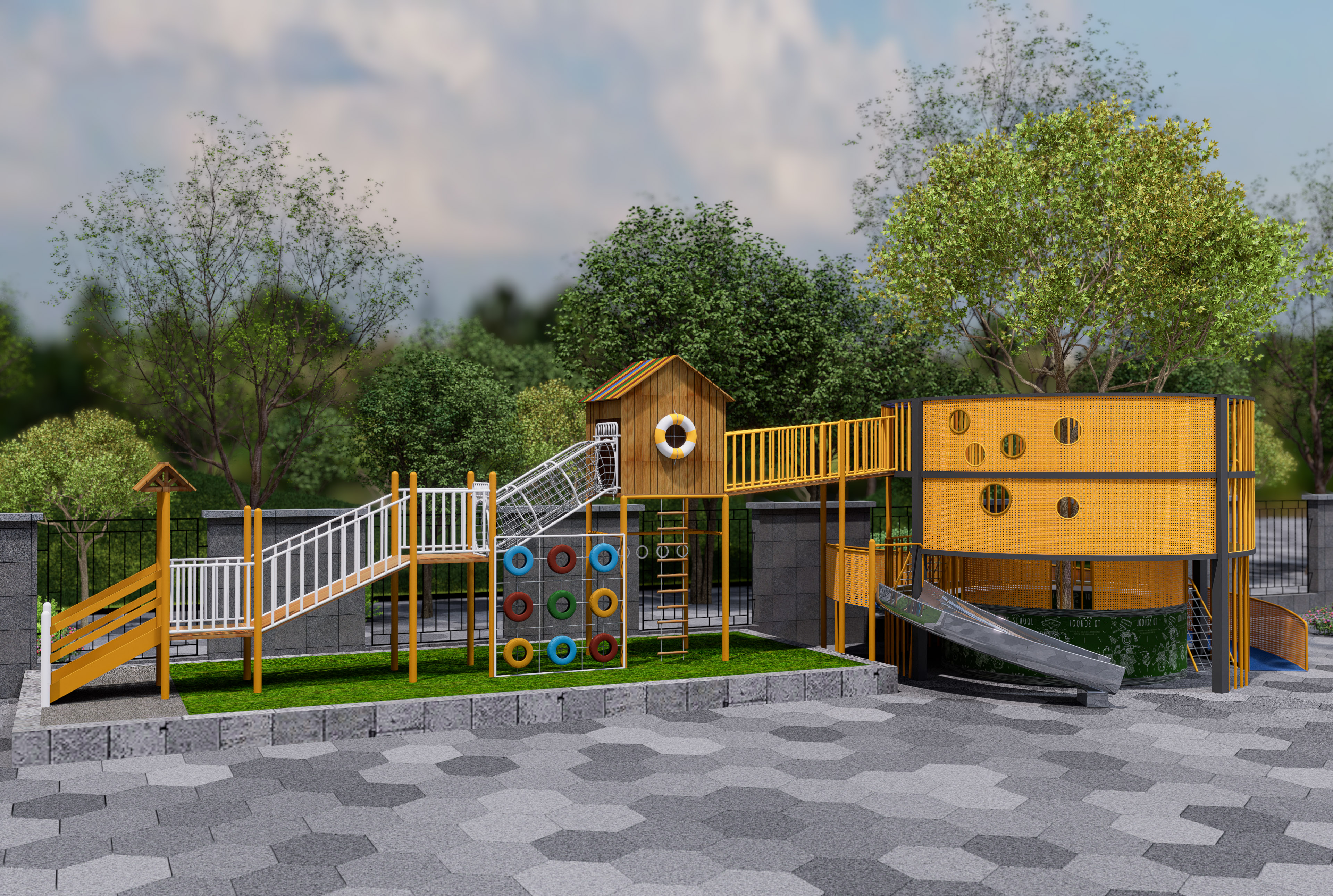 Outdoor amusement facilities，Children's Toys，Outdoor slide，Large slide，Playground，Tree House，Non-standard custom slide，