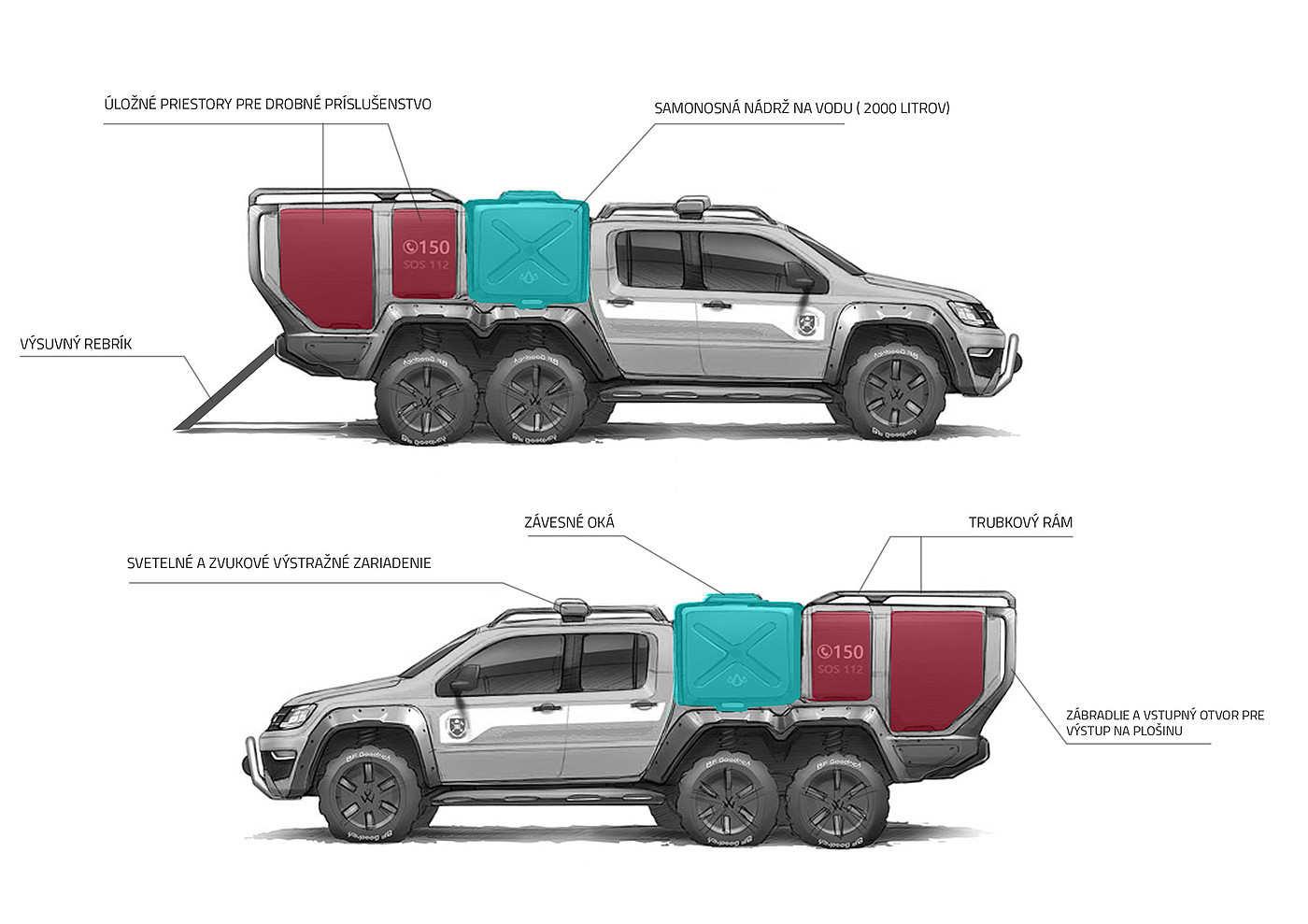 Volkswagen Amarok 6x6，Rescue service vehicle，