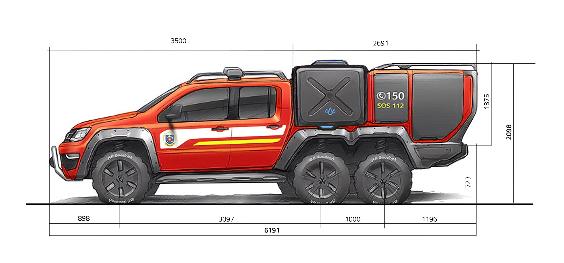Volkswagen Amarok 6x6，Rescue service vehicle，