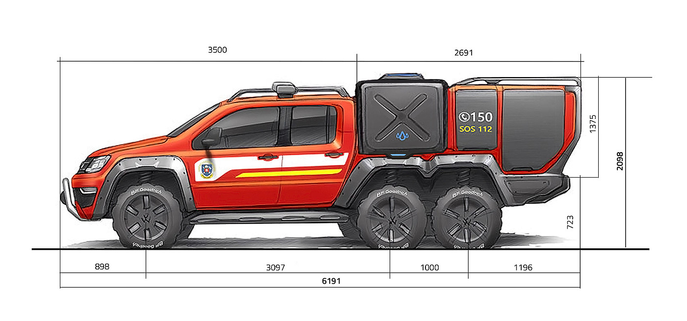 Volkswagen Amarok 6x6，Rescue service vehicle，