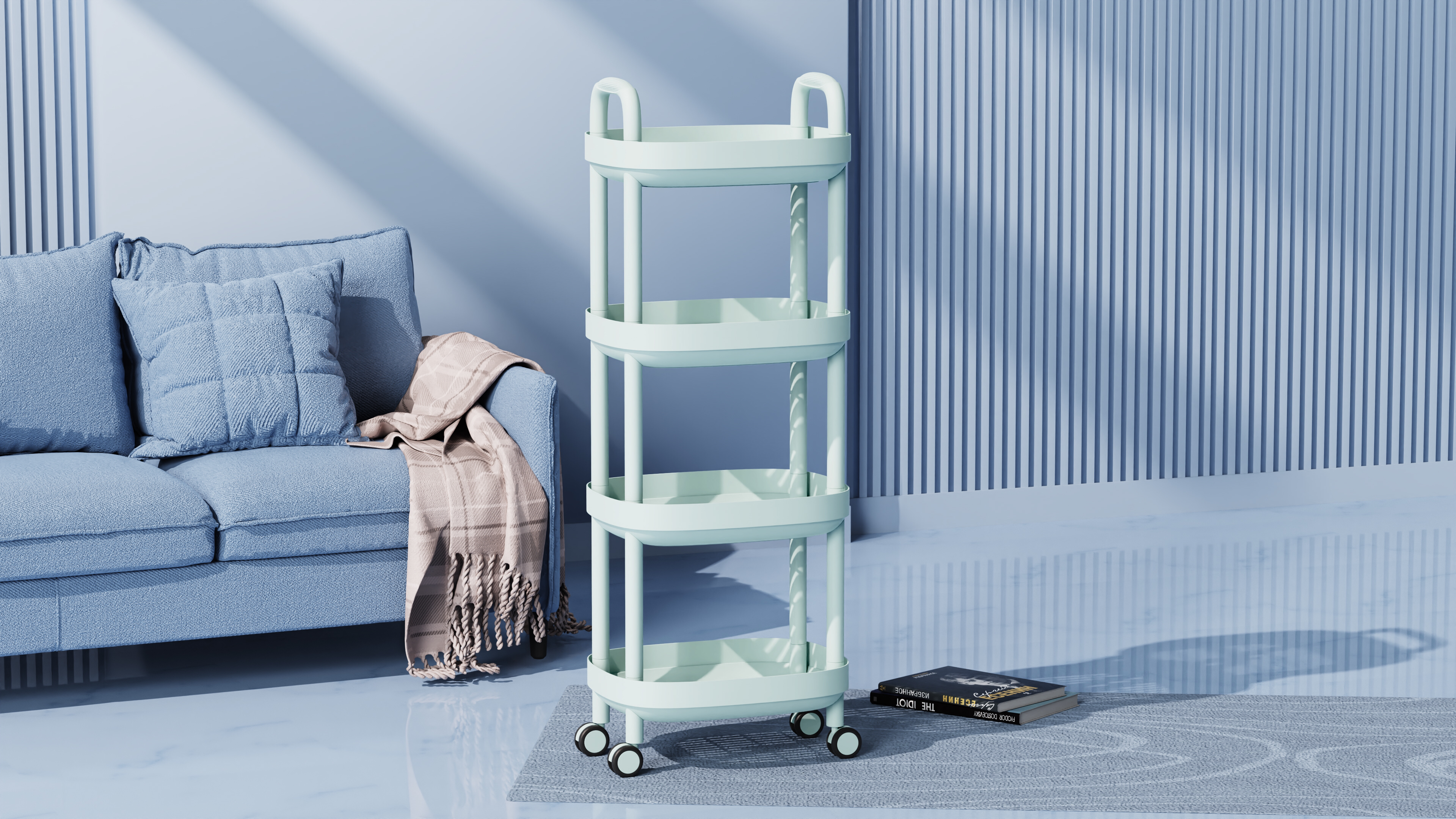 cream white，Storage rack，Receive，Storage shelf，Storage trolley，Storage trolley，