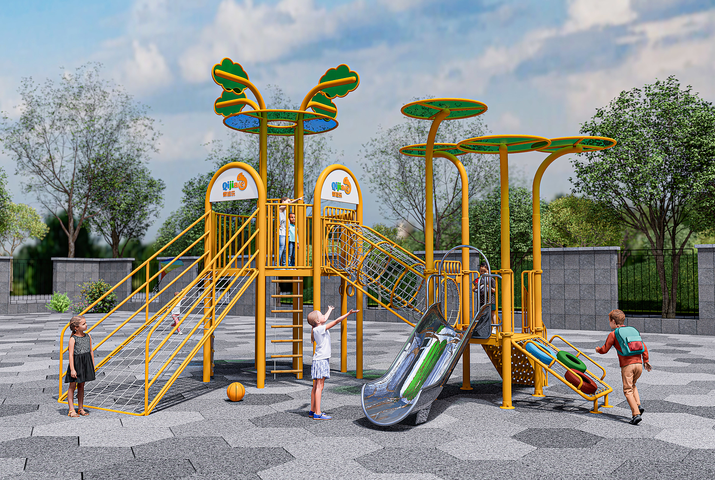 Children's outdoor slide，Amusement facilities，Small slide，Climbing Net，Non-standard customization，