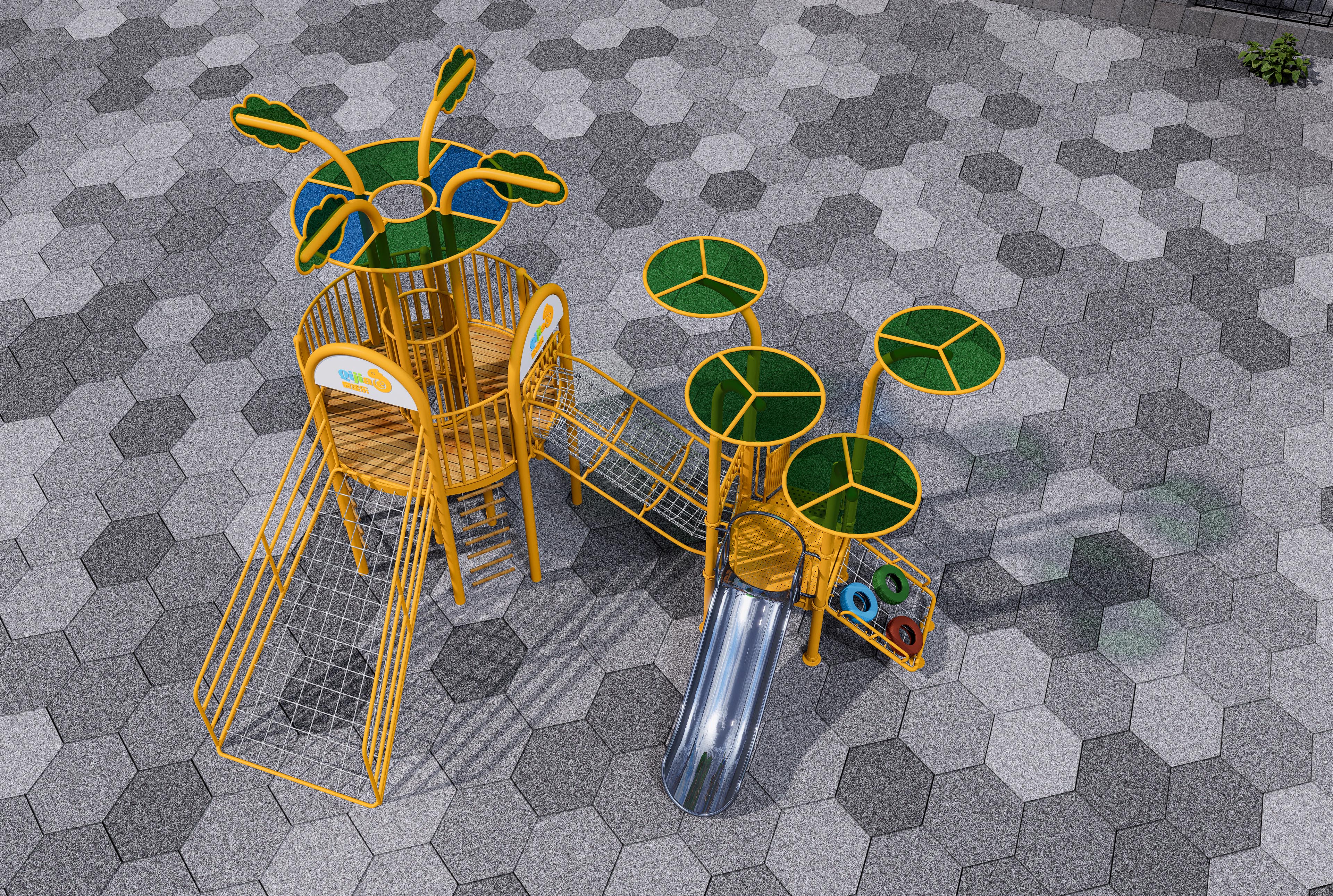 Children's outdoor slide，Amusement facilities，Small slide，Climbing Net，Non-standard customization，