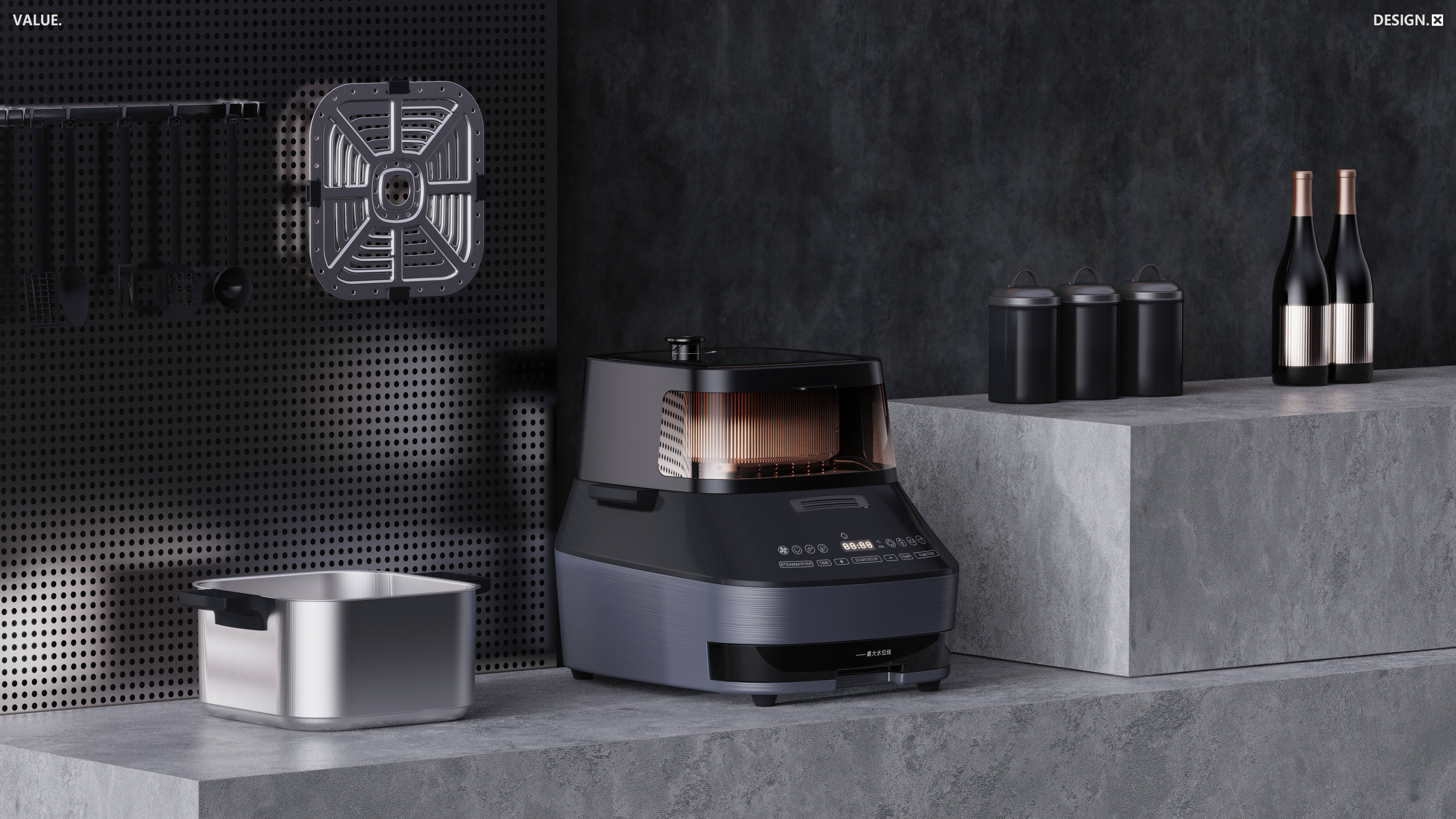 Household Electric Appliances，Steaming fryer，industrial design，product design，