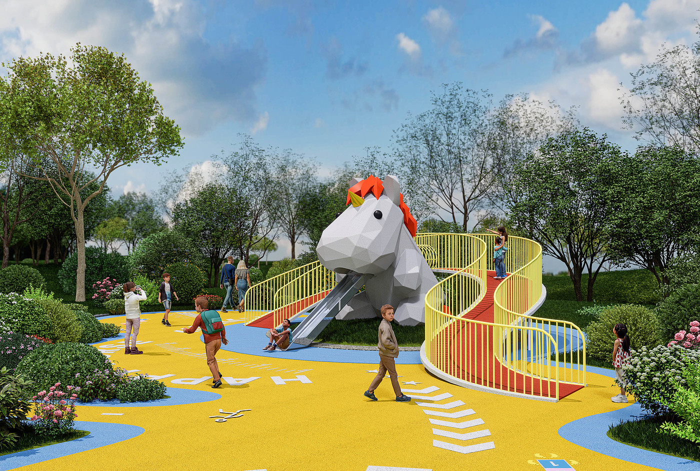 Outdoor slide，unicorn，Children's Toys，park，