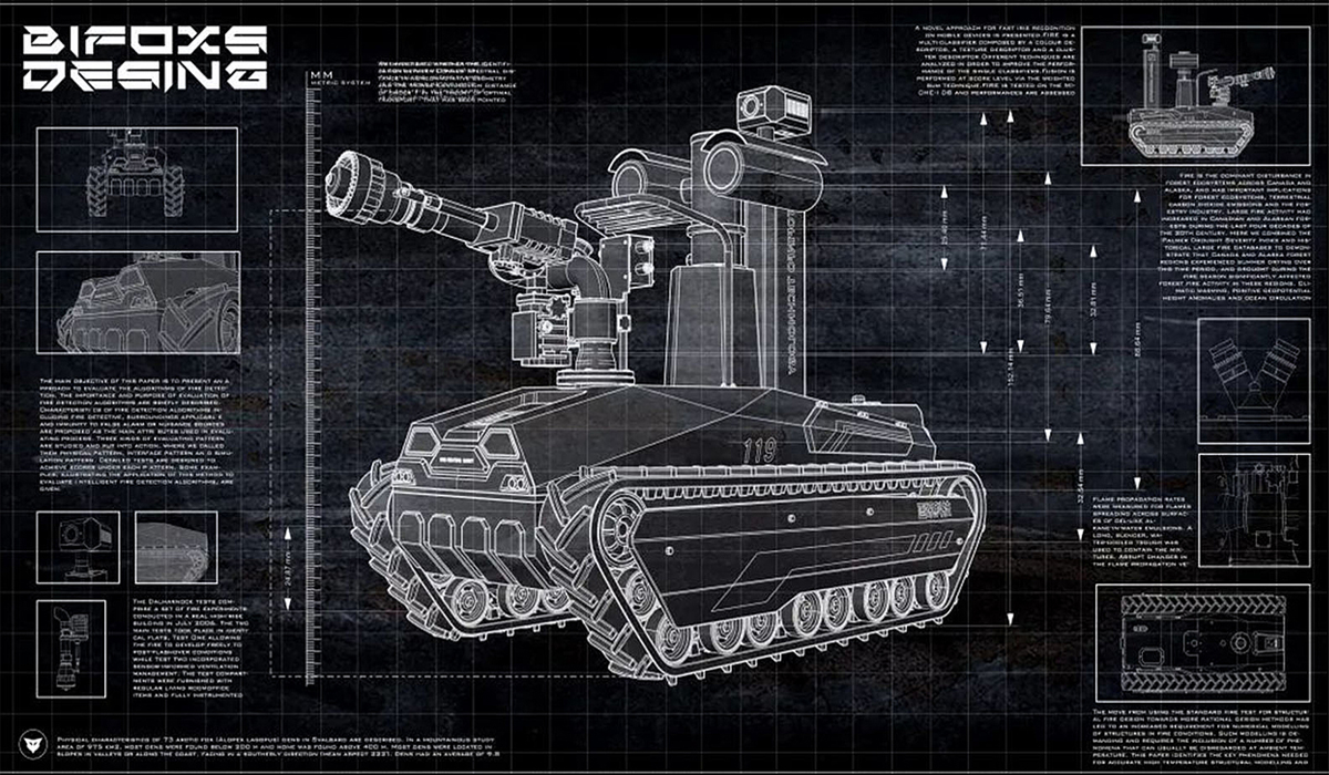 Fire Fighting Reconnaissance Robot，Fire robot design，Design of fire extinguishing robot，Industrial Robot Design，Robot appearance design，