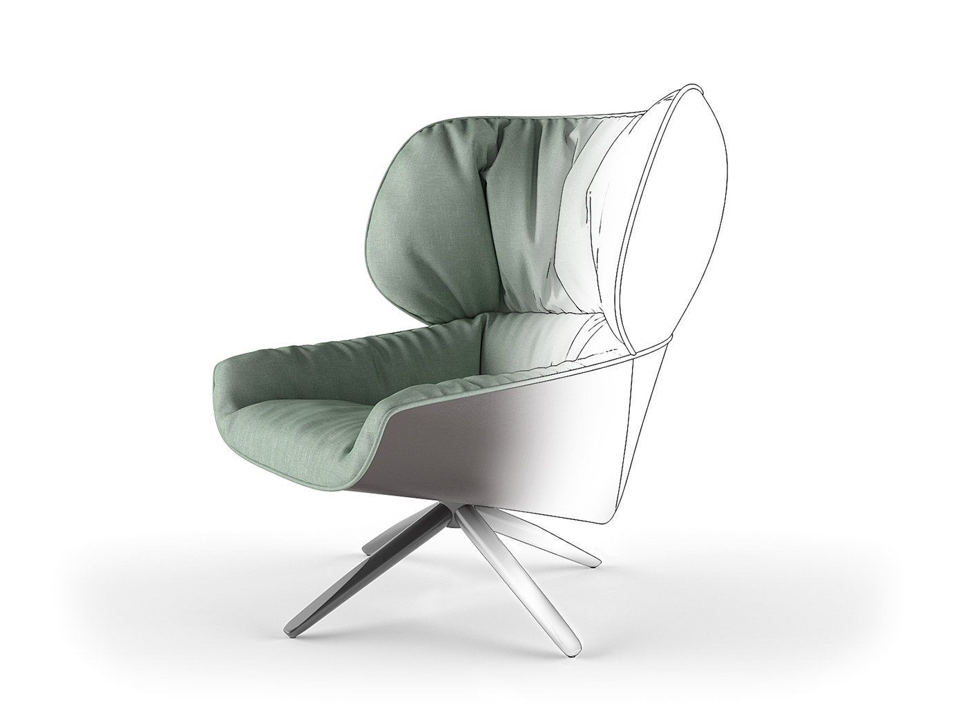 Armchair，grey，TABANO，