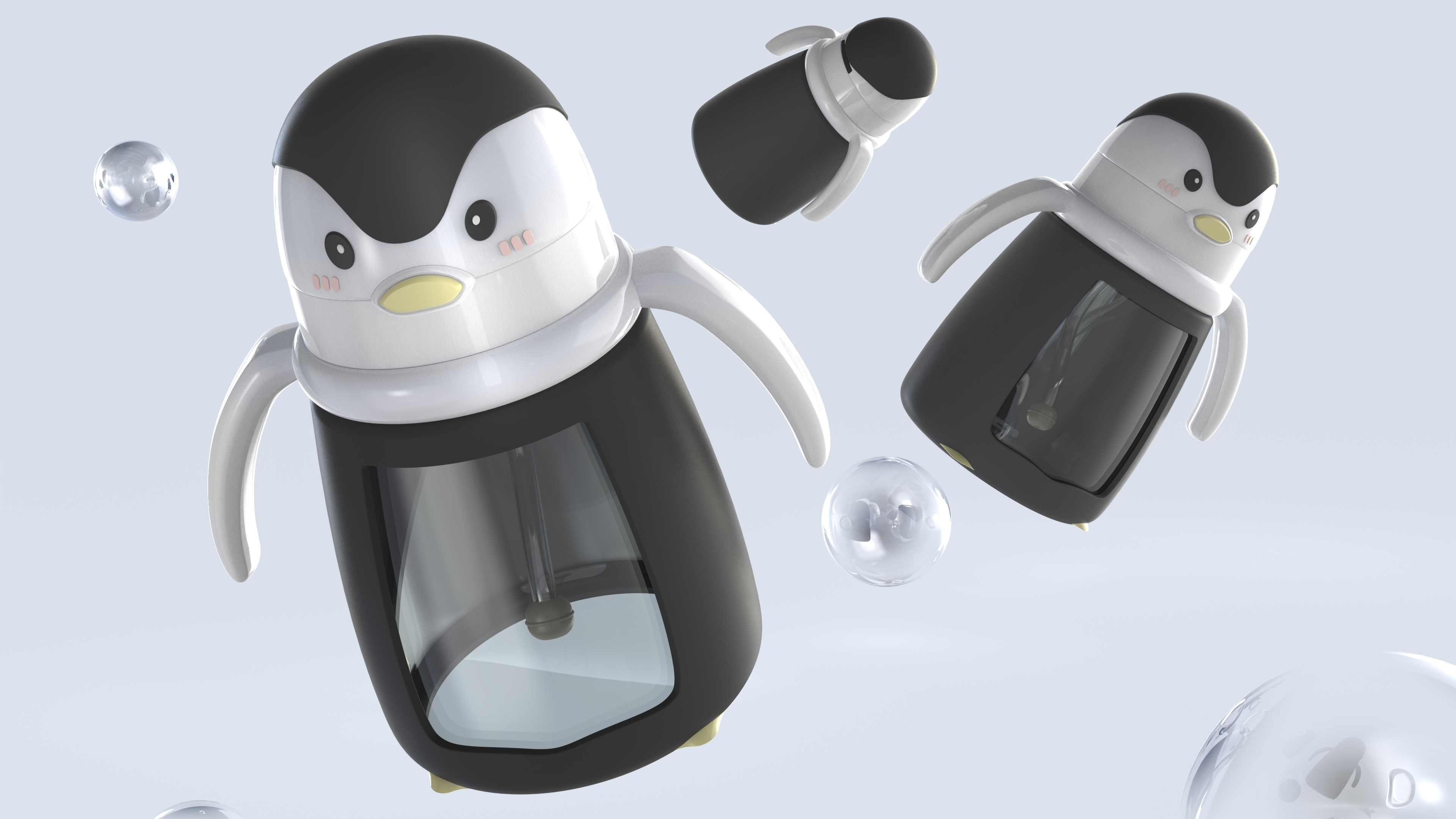 product design，industrial design，baby Trainer Cup，Bionics Design ，penguin，Children's water cup，Children's products，