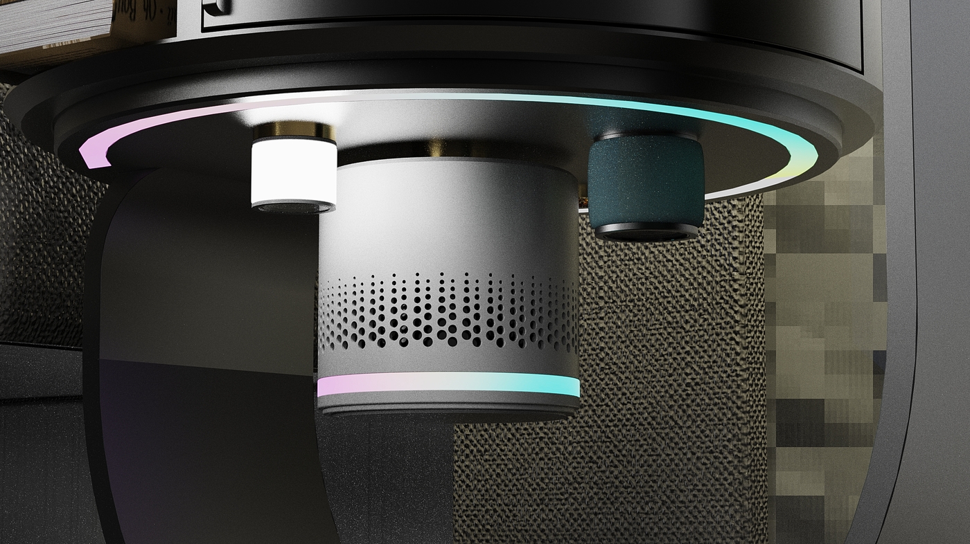 household electrical appliances，bedroom，intelligence，sleep，concept，Bedside lamp，Smart home，