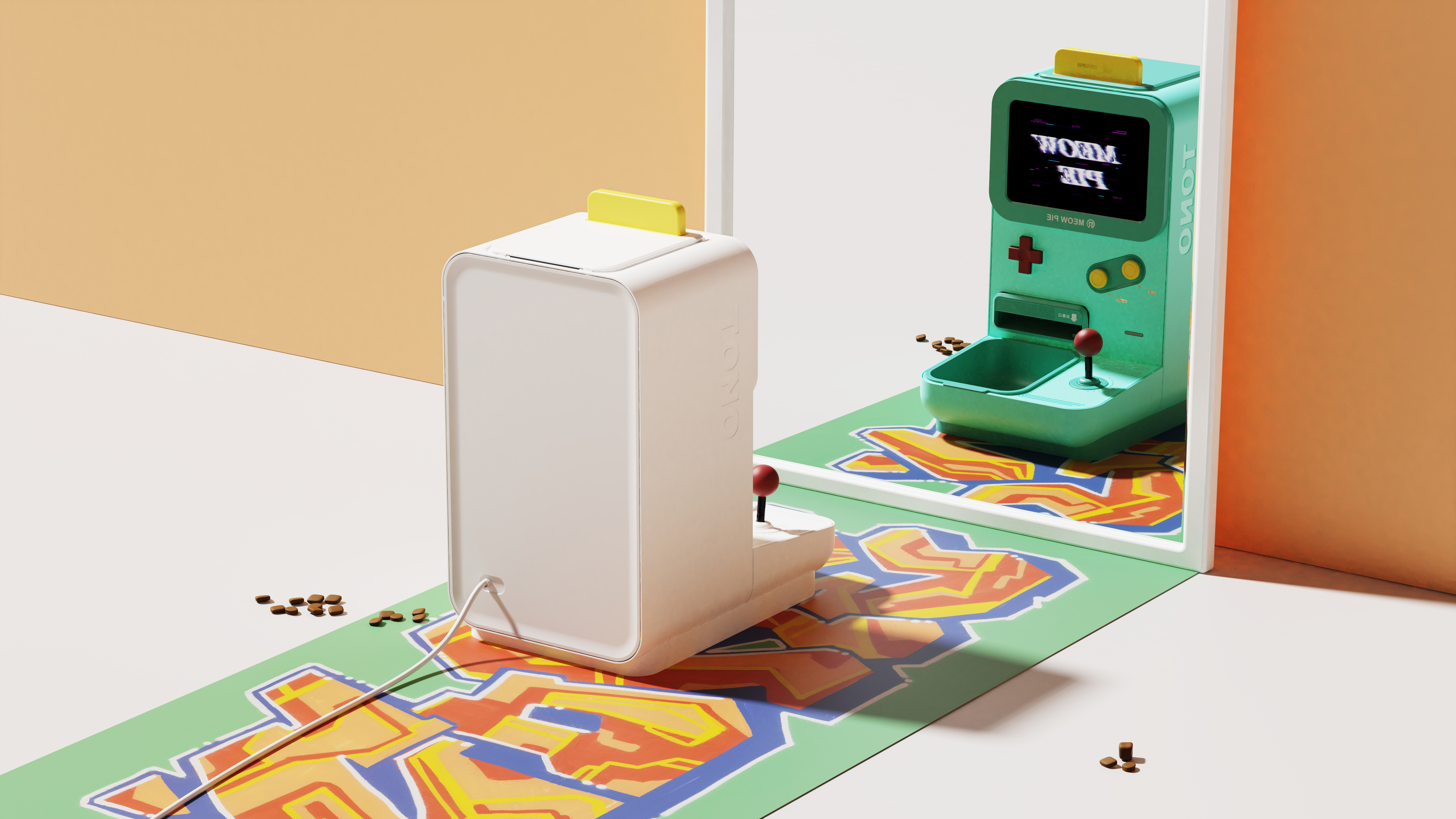 product design，industrial design，Keyshot rendering，Feeder，sample reels，Pets，cat，