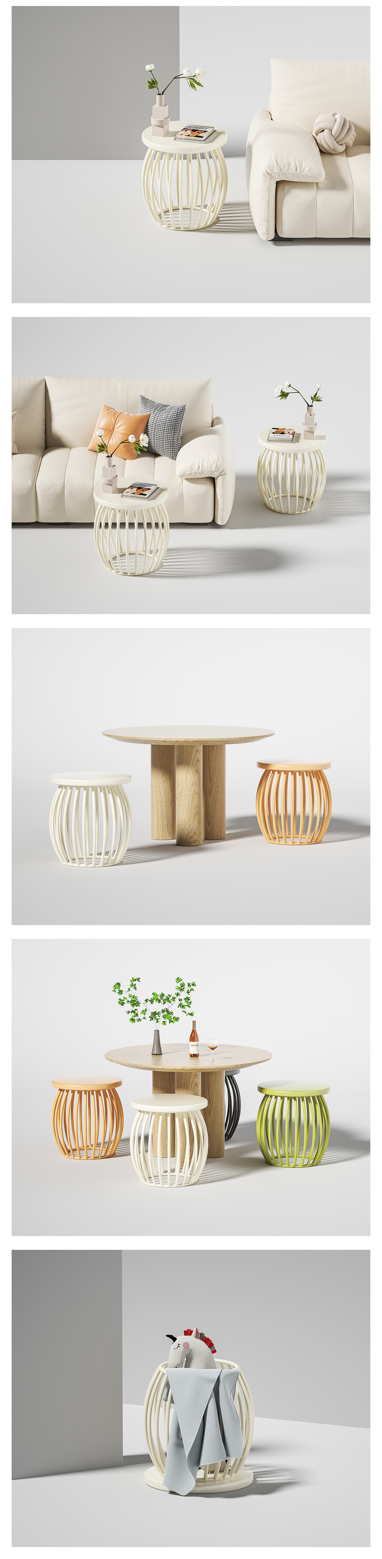 furniture design ，Side table，Dining chair，tea table，Receive，Cream wind，practicability，multi-function，