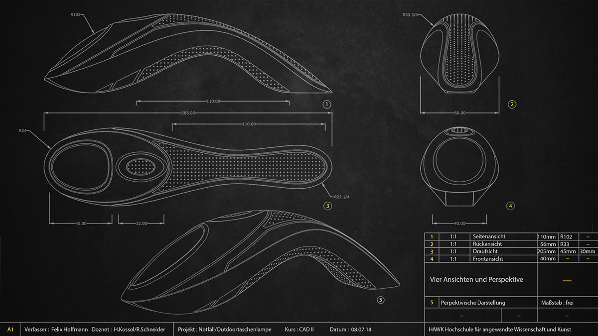 Ergonomics，Bionics Design ，Nautilus flashlight，