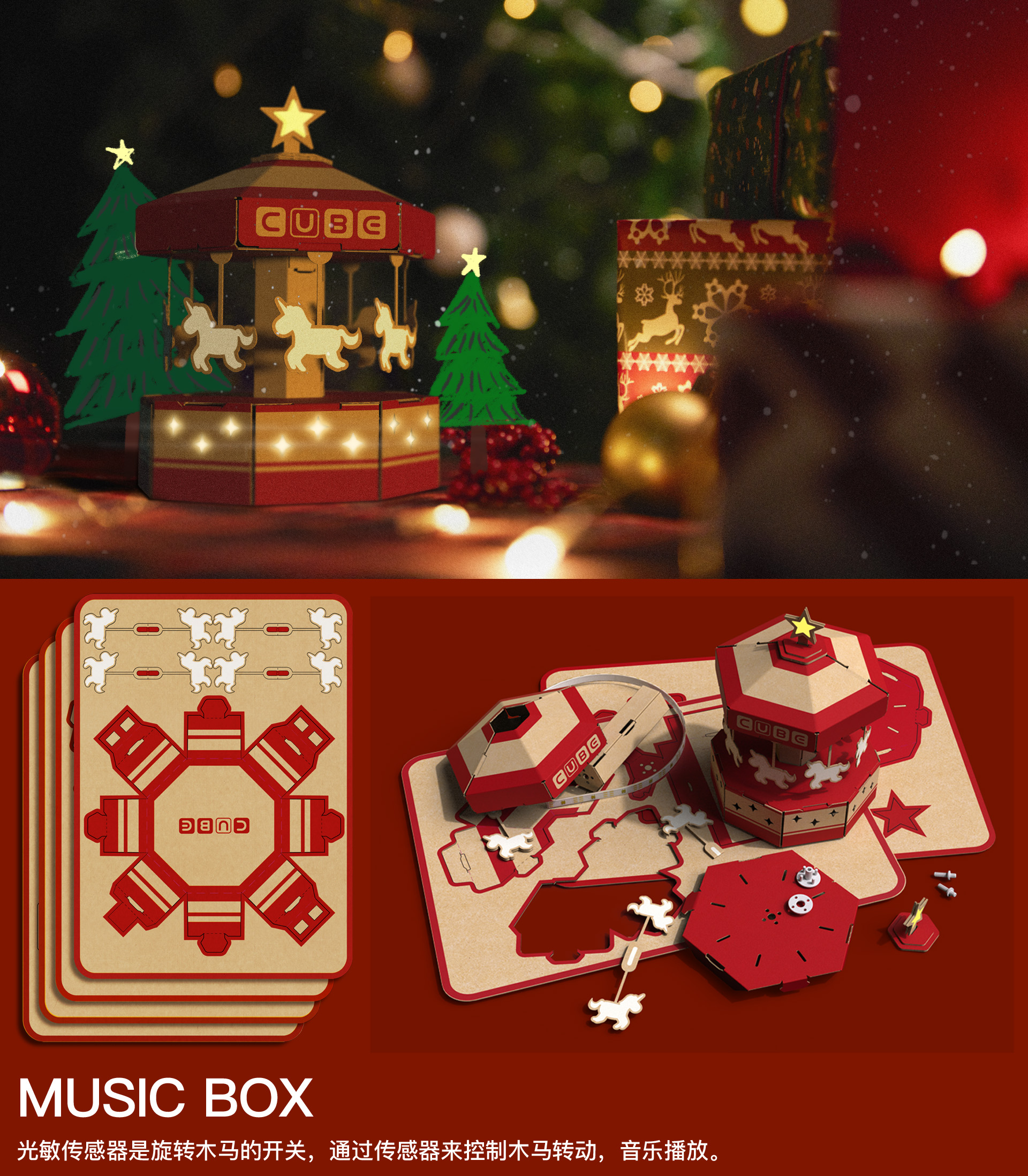 Cube，Children's programming，Smart Building Blocks Kit，Combination module，Programming Education，paper film，