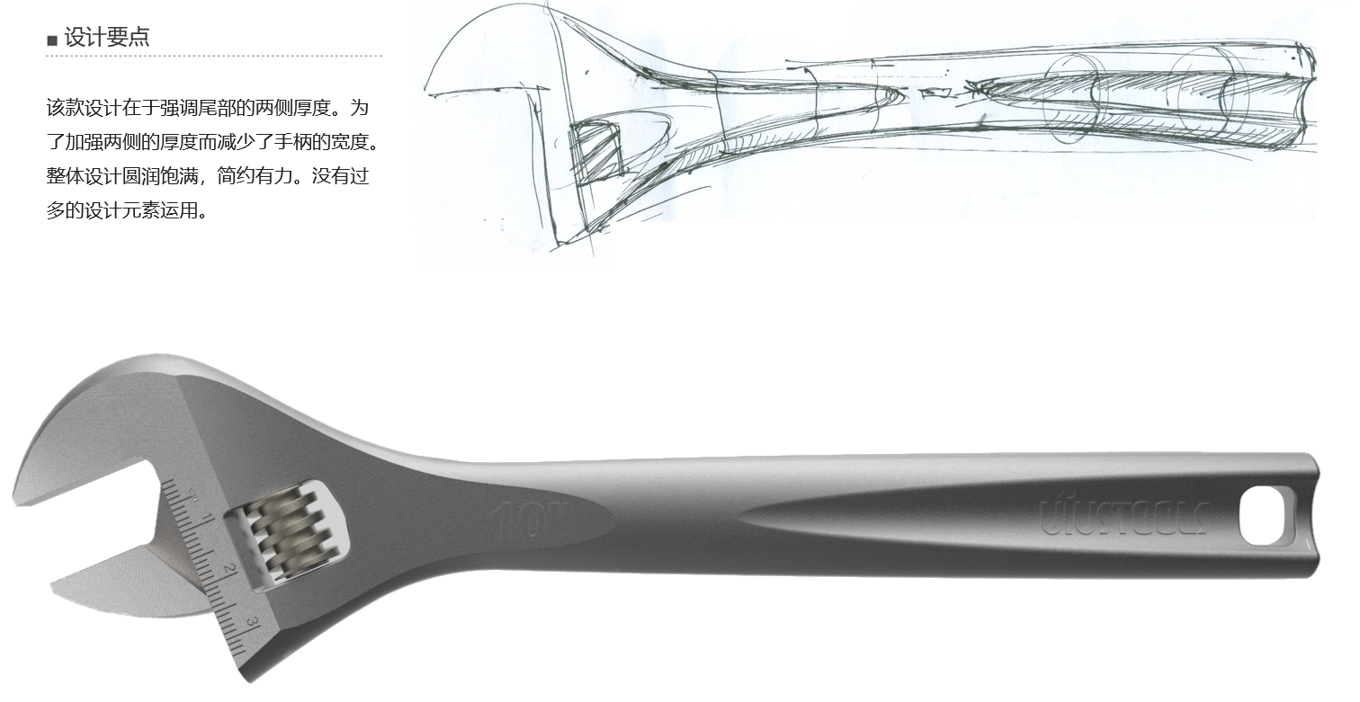 Adjustable wrench, hand tool design, tool design，