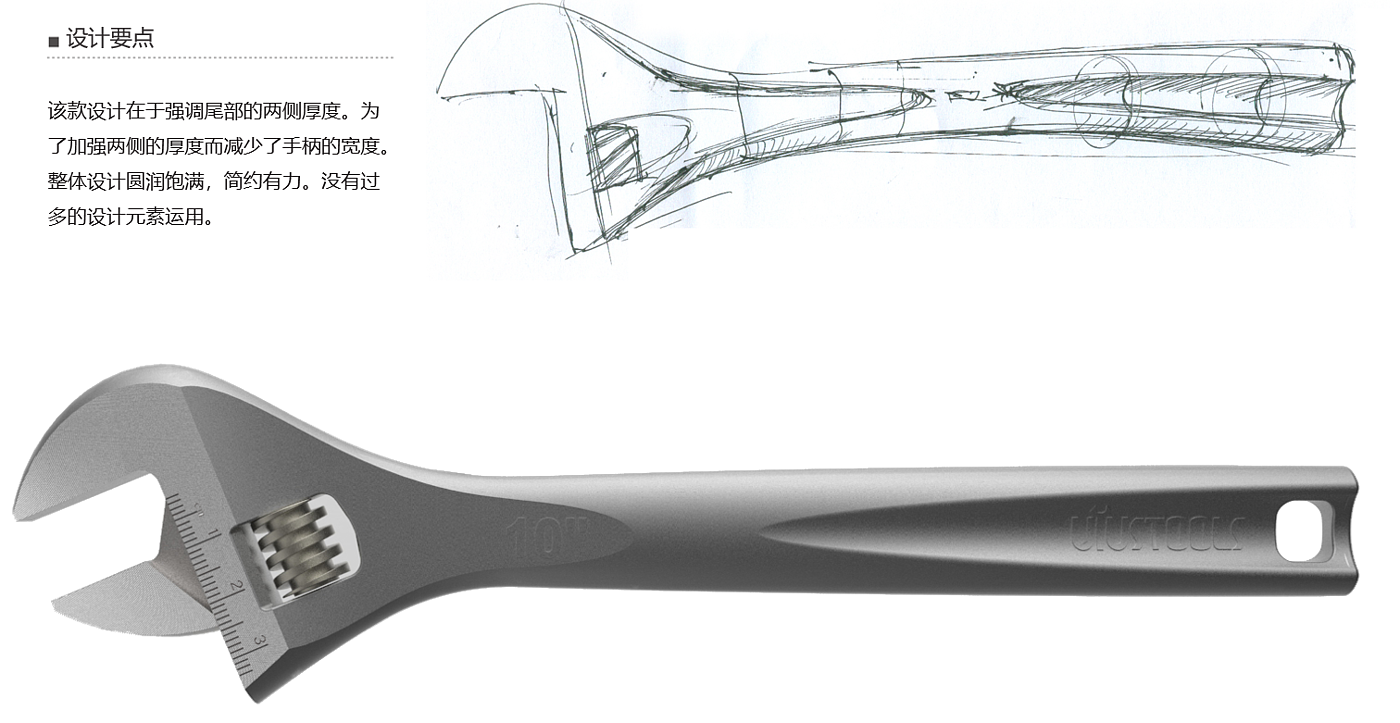 Adjustable wrench, hand tool design, tool design，