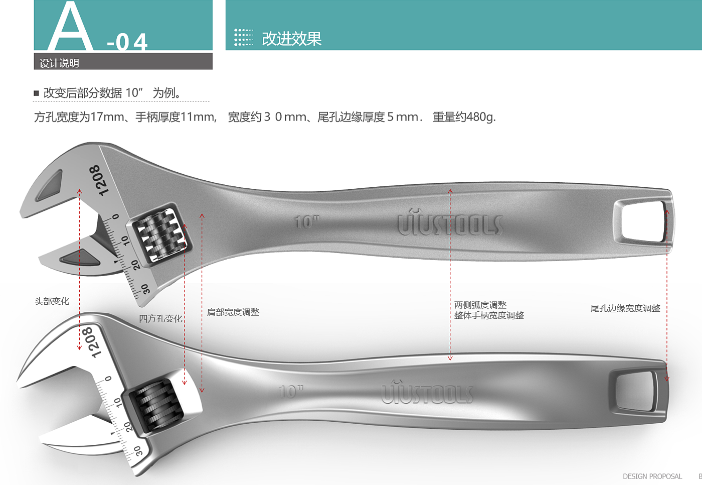 Adjustable wrench, hand tool design, tool design，