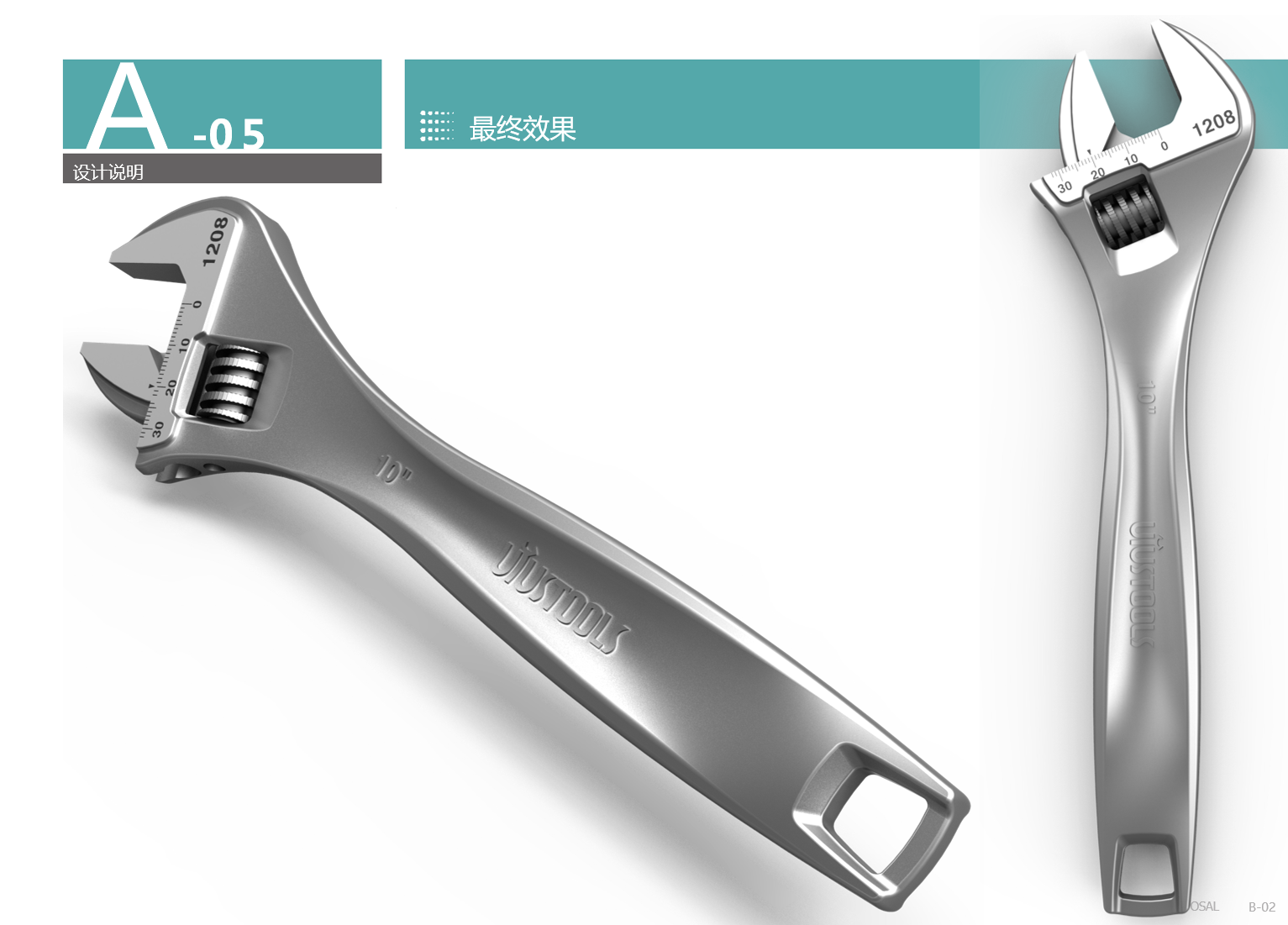 Adjustable wrench, hand tool design, tool design，