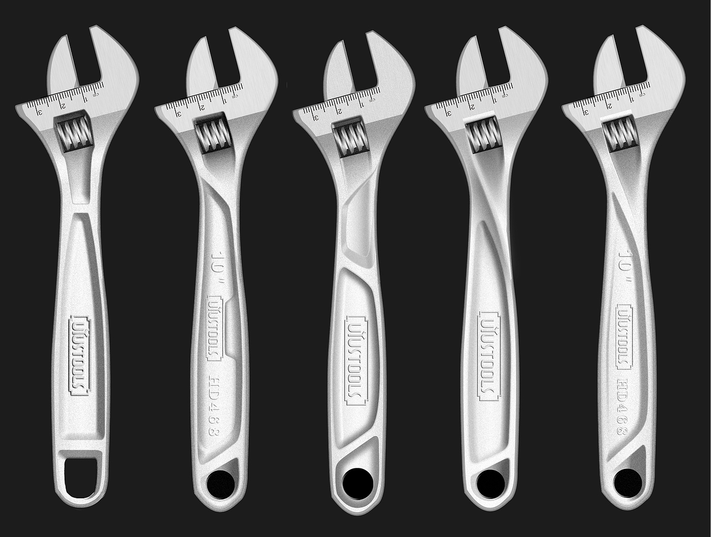 Adjustable wrench, hand tool design, tool design，