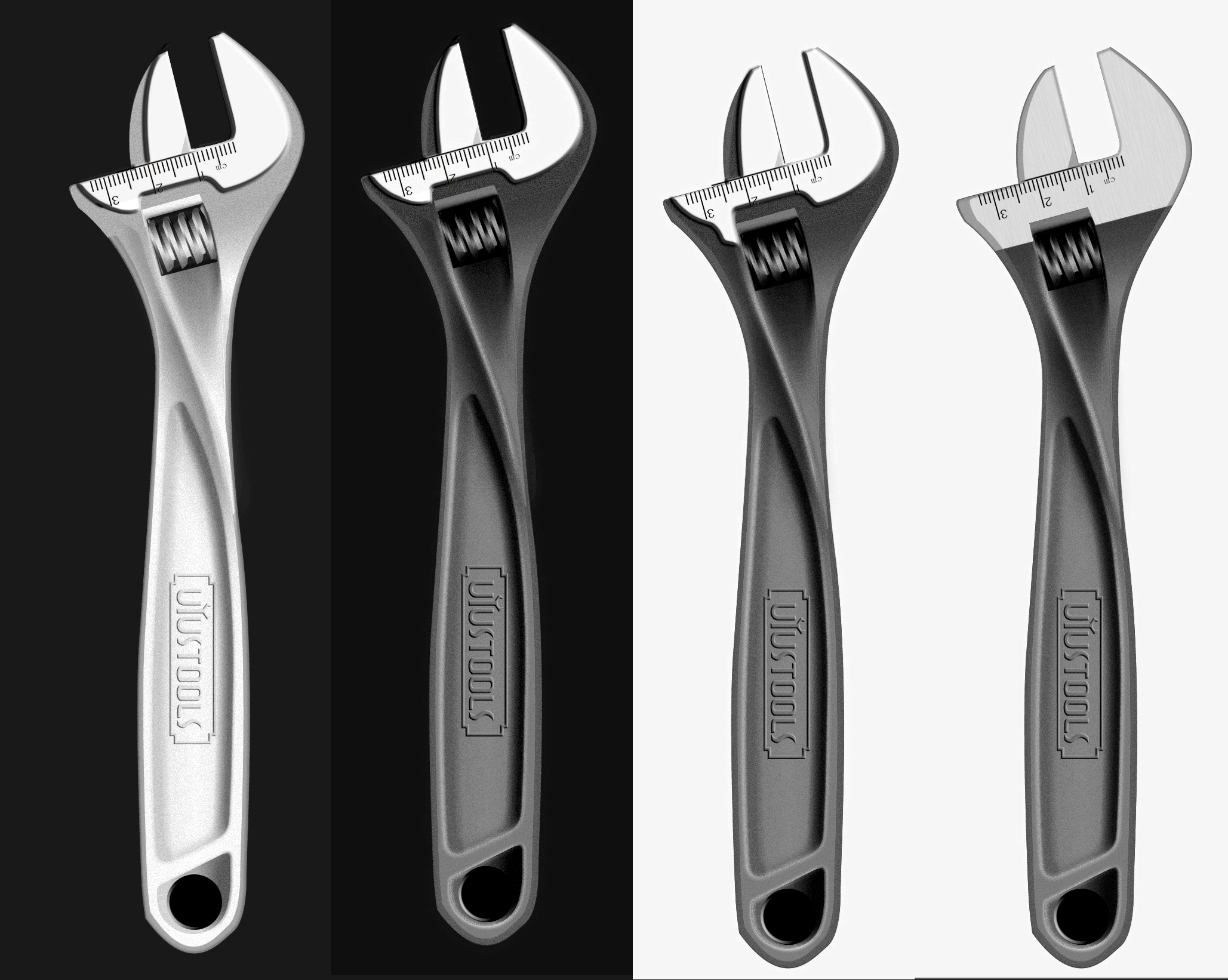 Adjustable wrench, hand tool design, tool design，