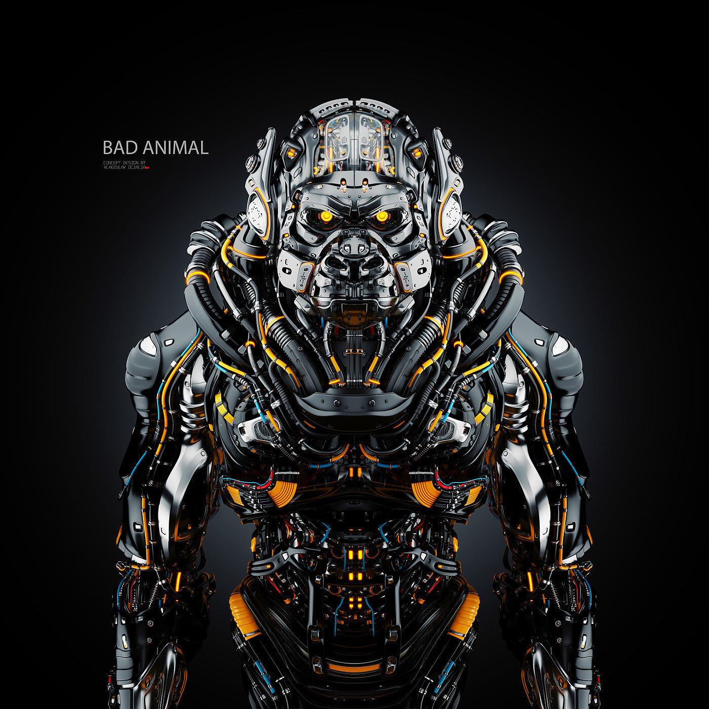 robot，gorilla，semi-mechanical，science fiction，Futurism，