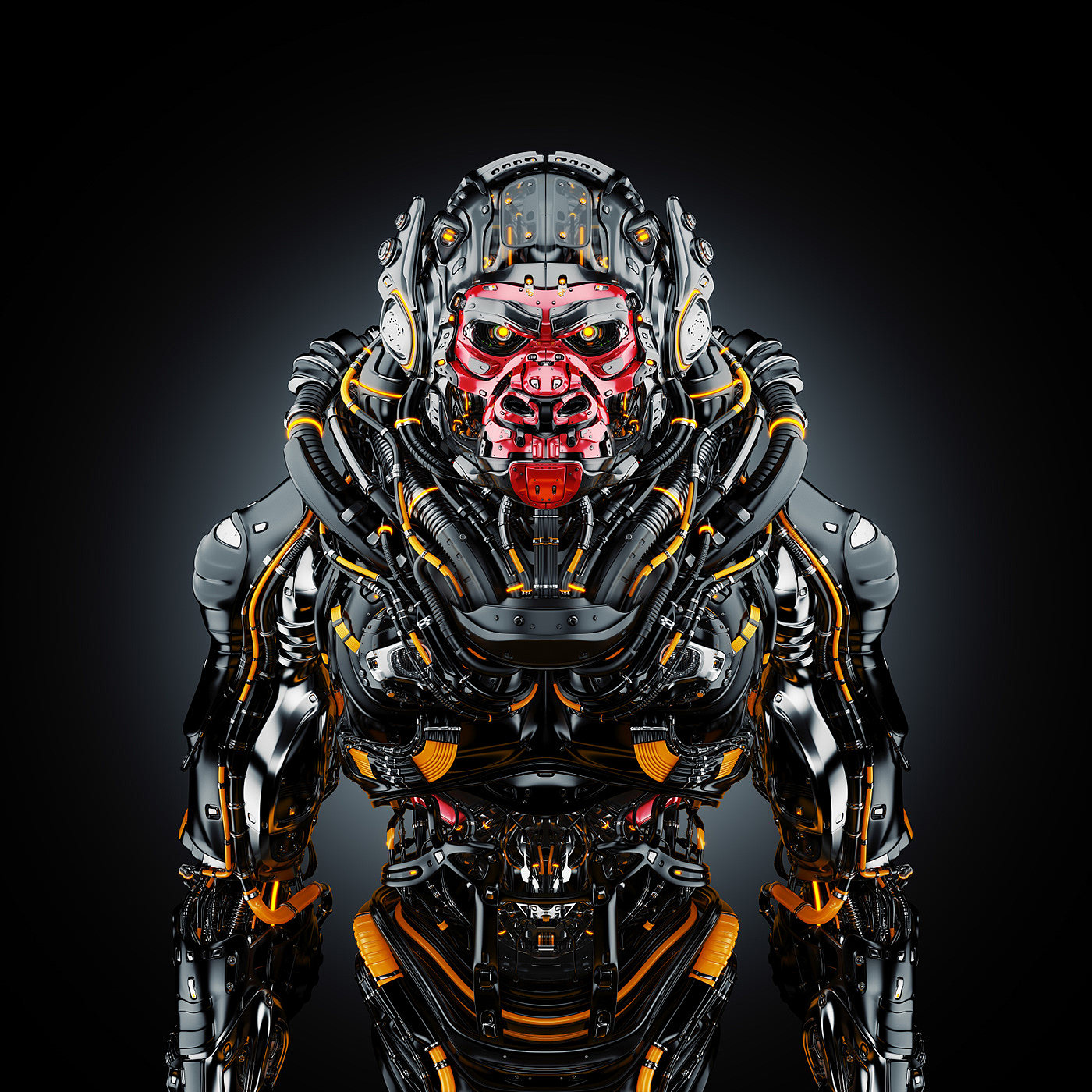 robot，gorilla，semi-mechanical，science fiction，Futurism，