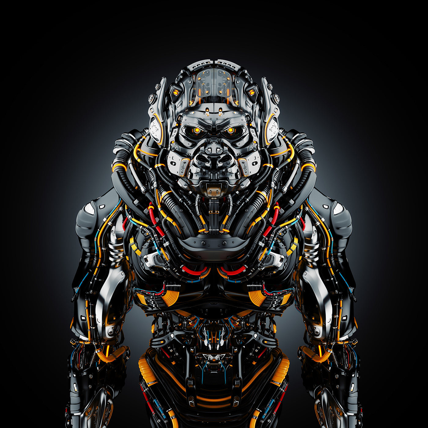 robot，gorilla，semi-mechanical，science fiction，Futurism，