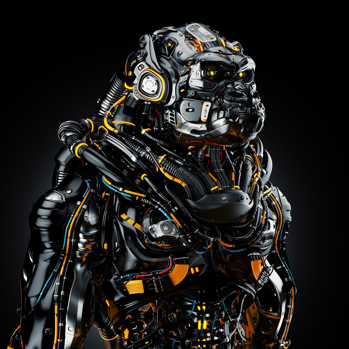 robot，gorilla，semi-mechanical，science fiction，Futurism，