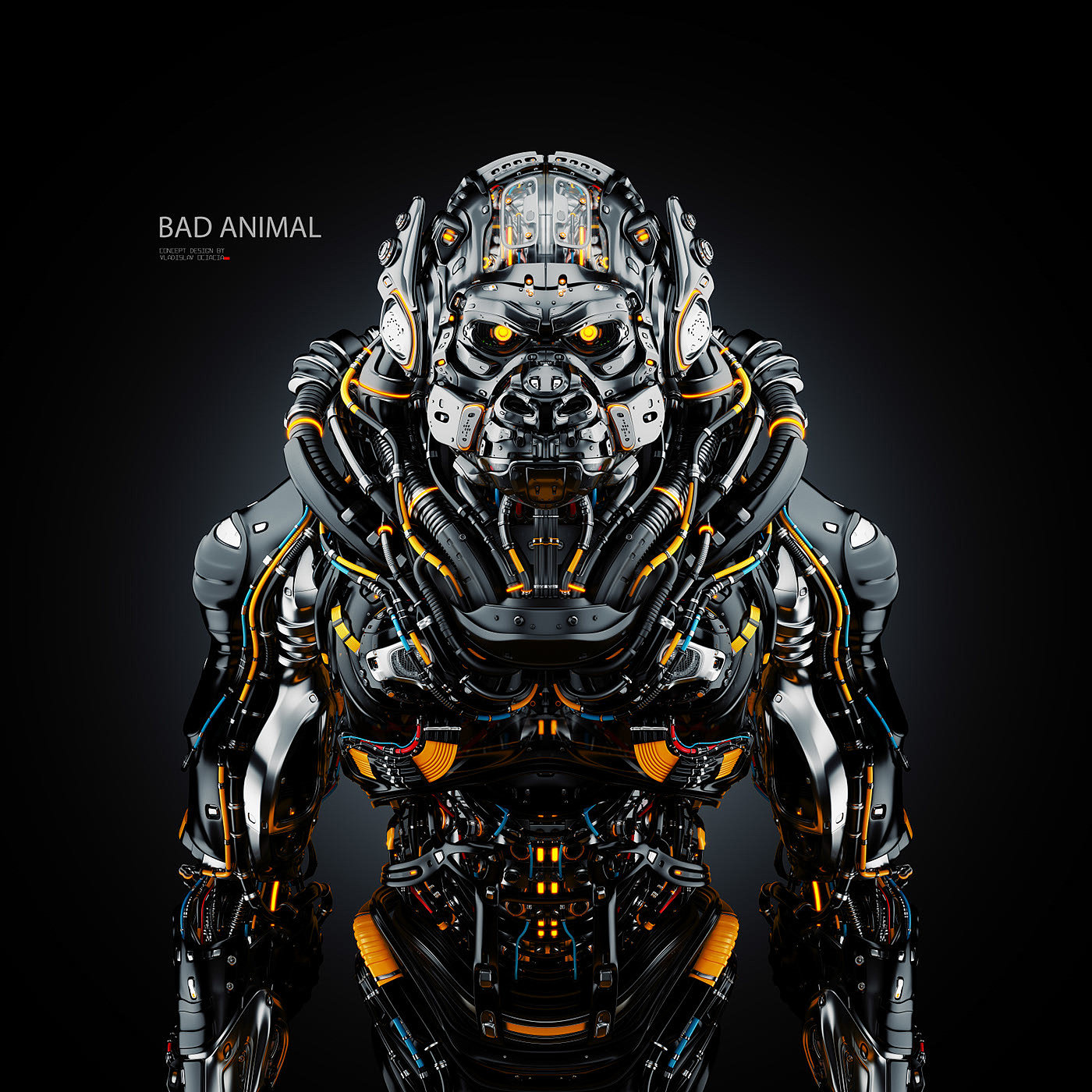 robot，gorilla，semi-mechanical，science fiction，Futurism，