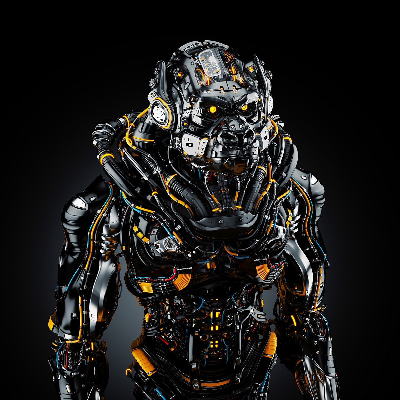 robot，gorilla，semi-mechanical，science fiction，Futurism，