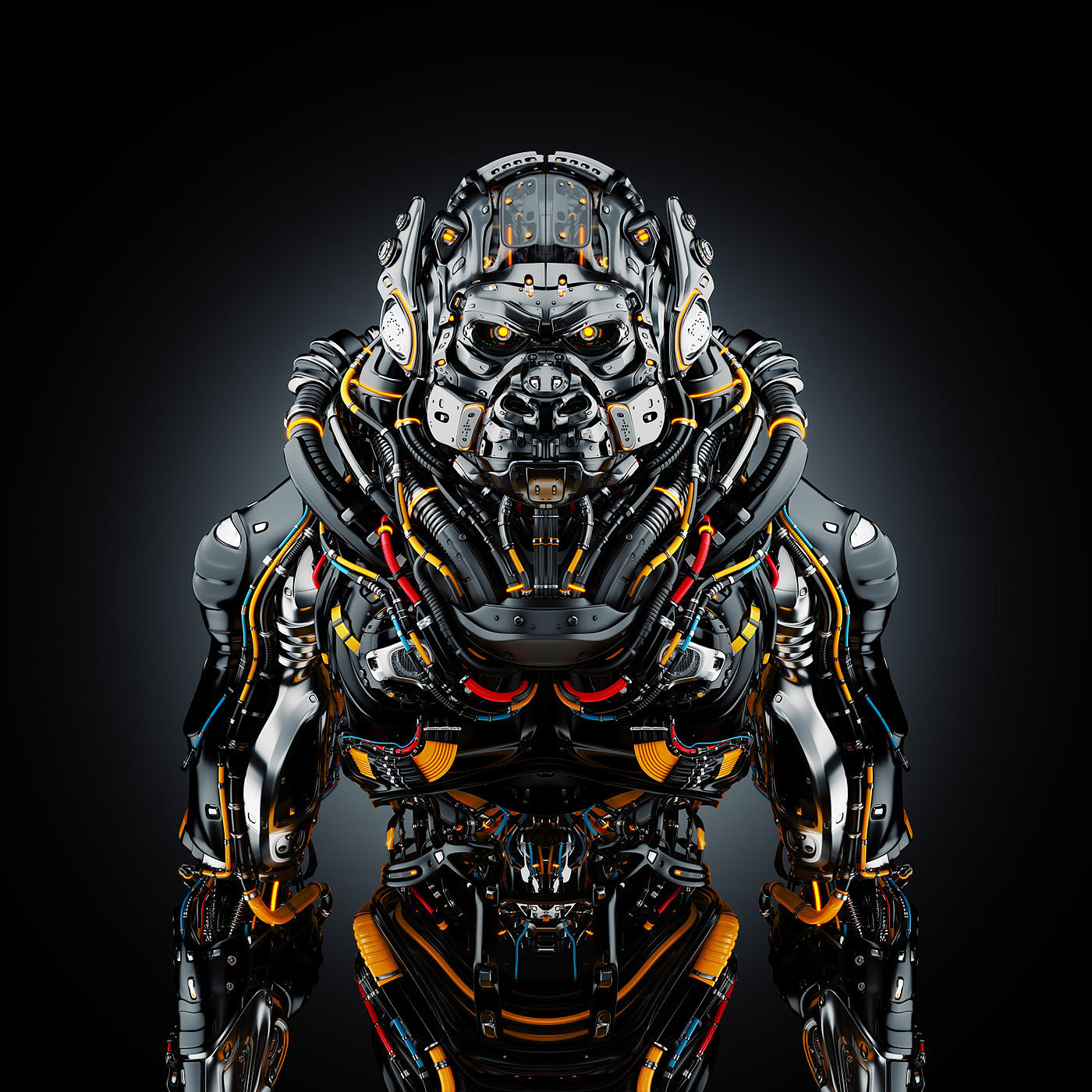 robot，gorilla，semi-mechanical，science fiction，Futurism，