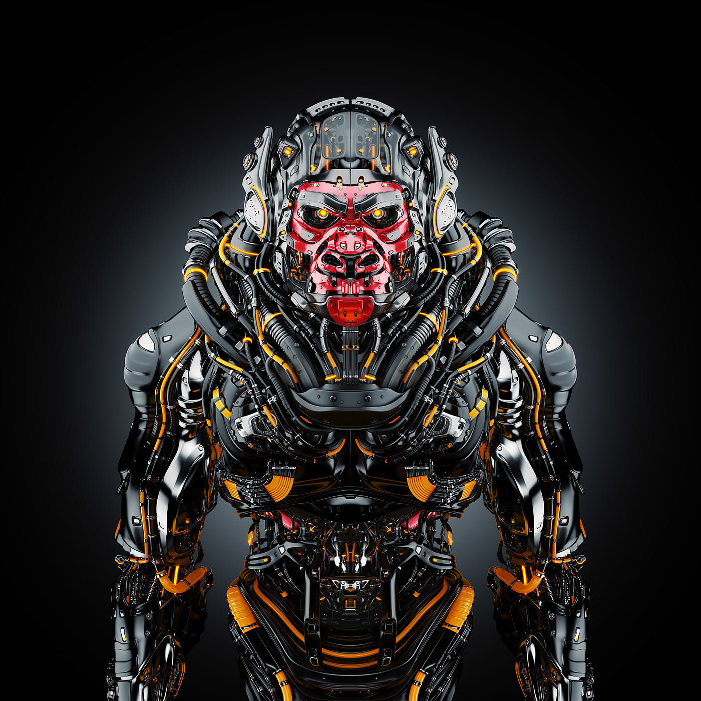 robot，gorilla，semi-mechanical，science fiction，Futurism，