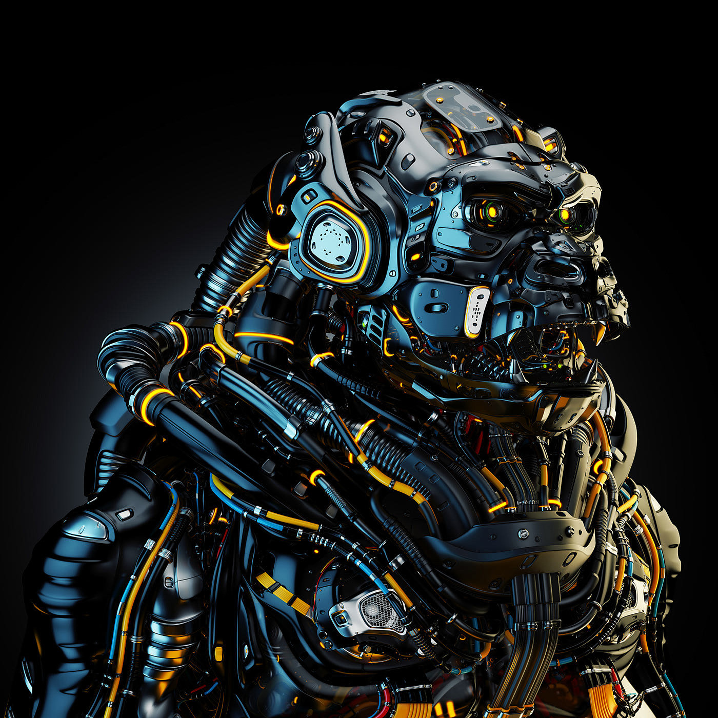 robot，gorilla，semi-mechanical，science fiction，Futurism，