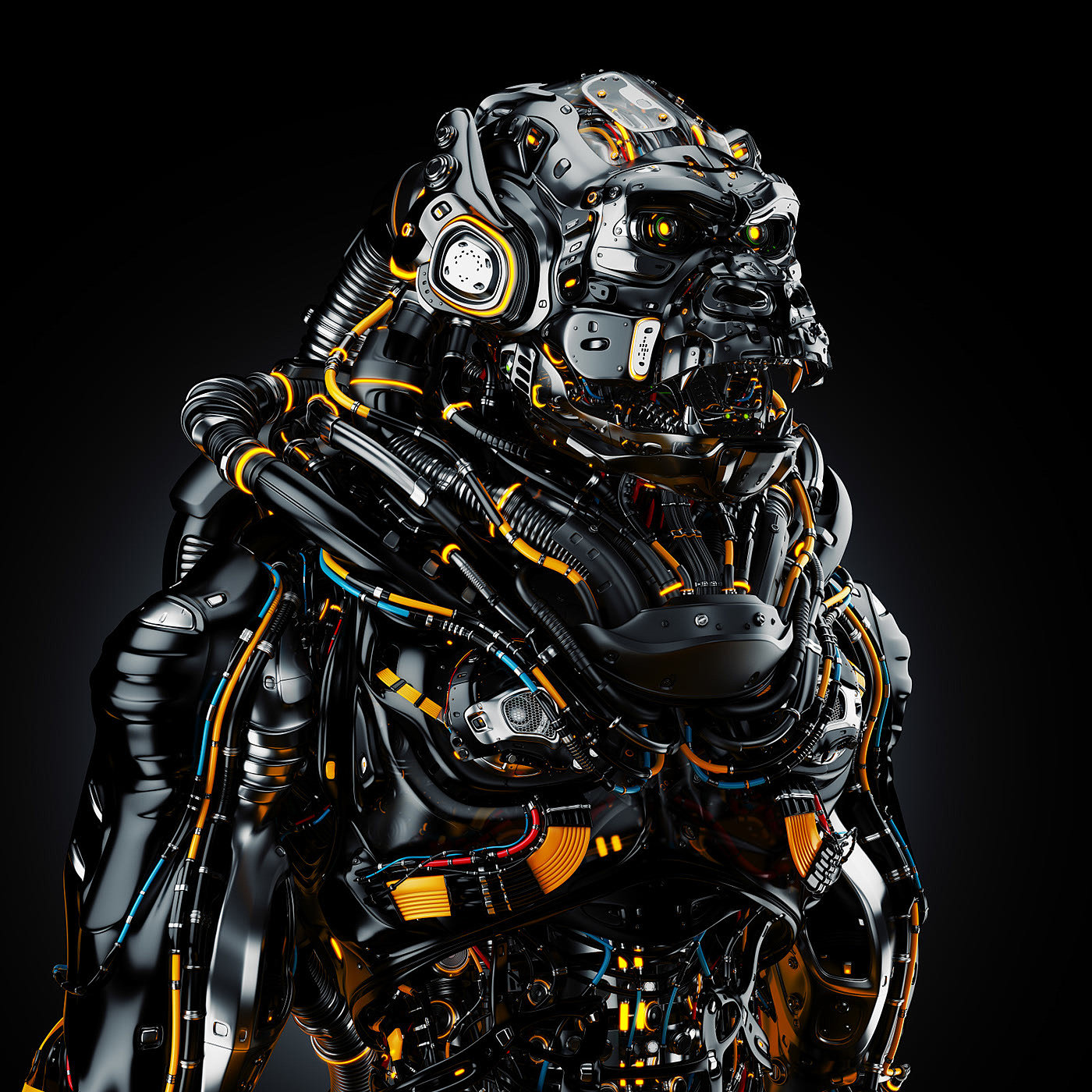 robot，gorilla，semi-mechanical，science fiction，Futurism，