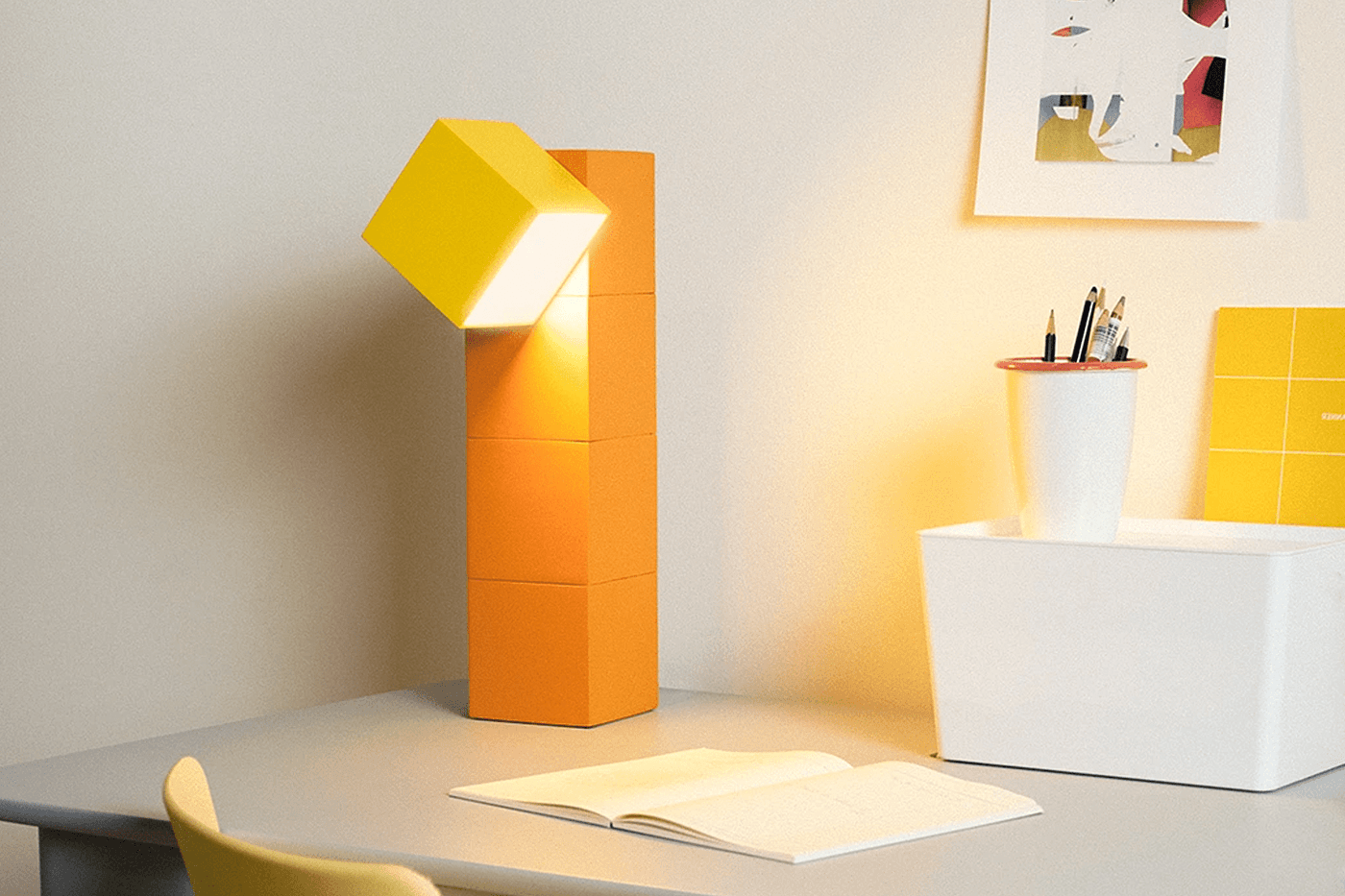 3D printing，lighting design ，orange，Desk lamp，