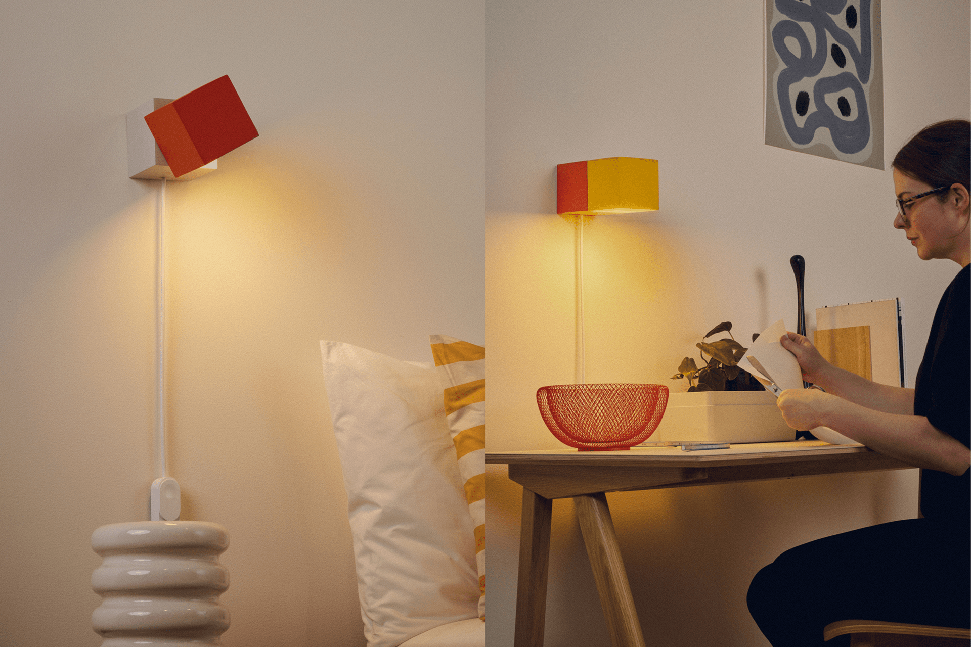 3D printing，lighting design ，orange，Desk lamp，
