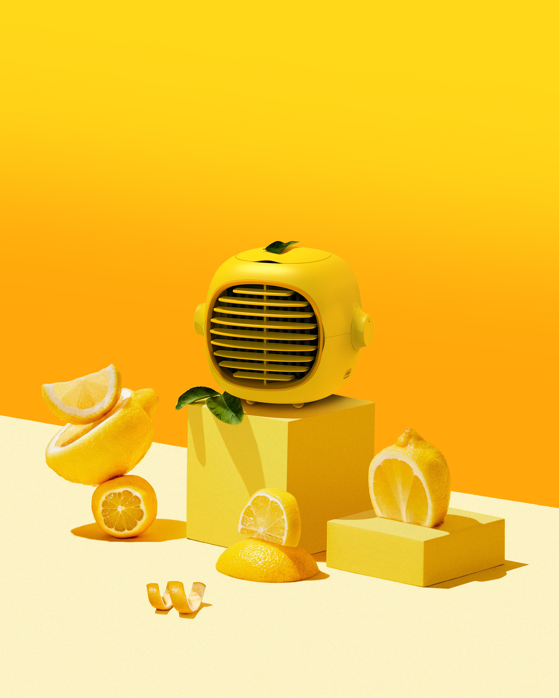 lemon，Fruits，summer，Desktop water cooling fan，