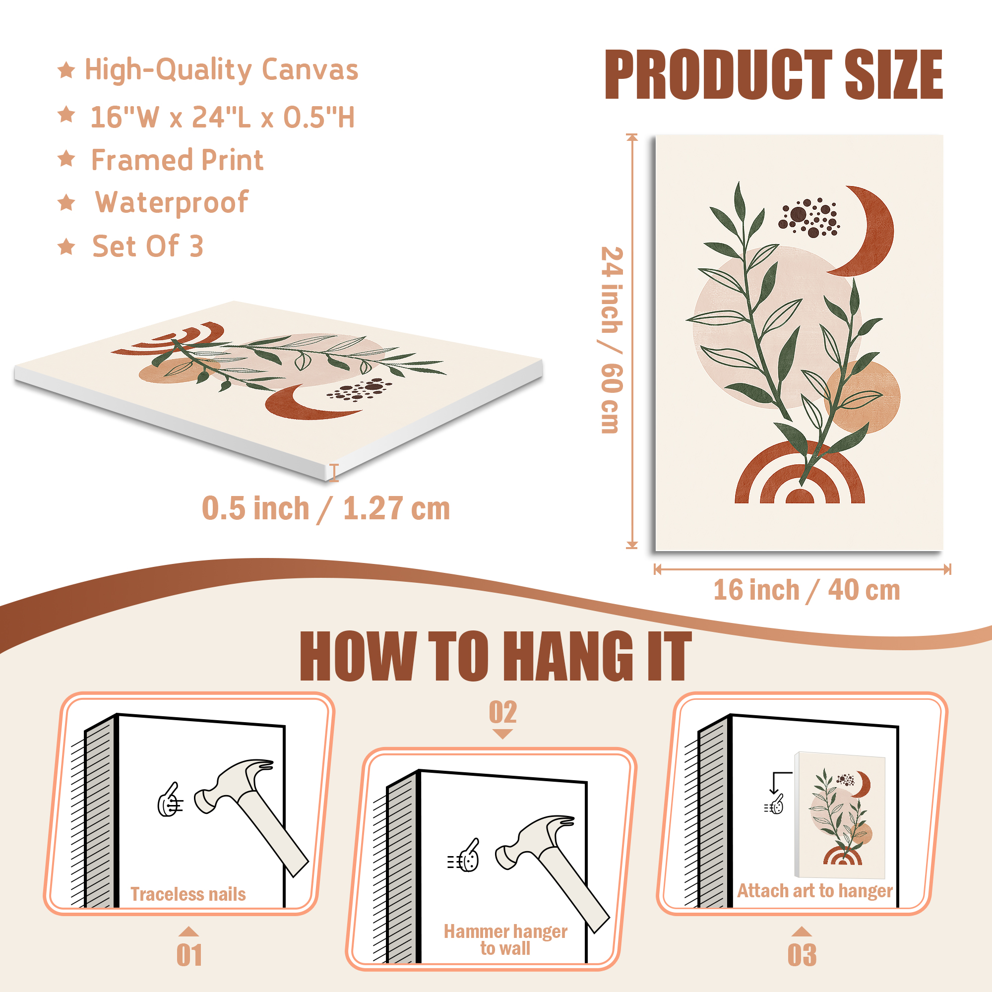 wall painting，Triple painting，Decorative painting，Amazon main image，