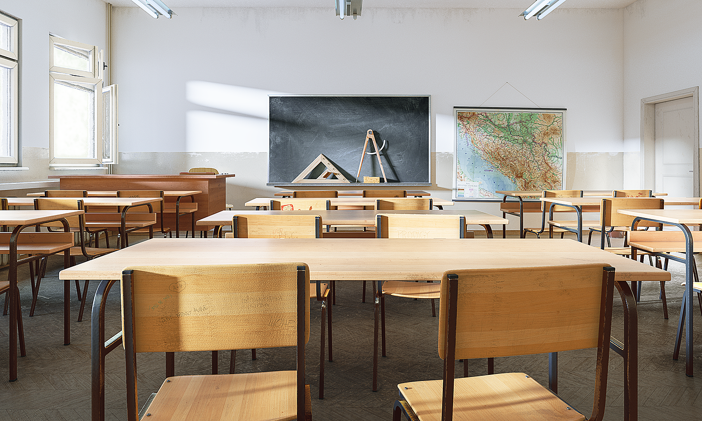 Tables and chairs，classroom，Simplicity，