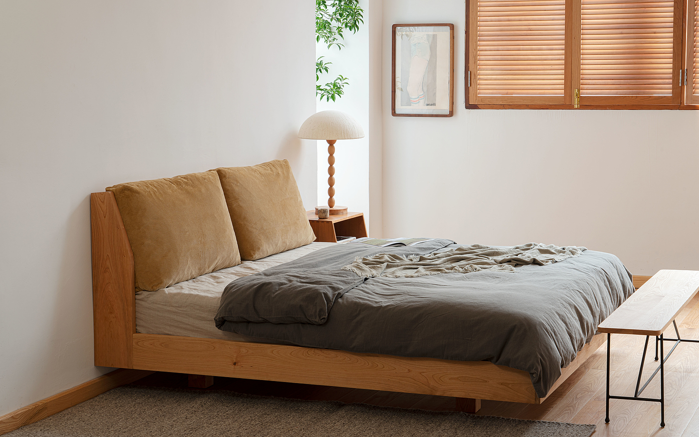 实木家具，软包床，悬浮，