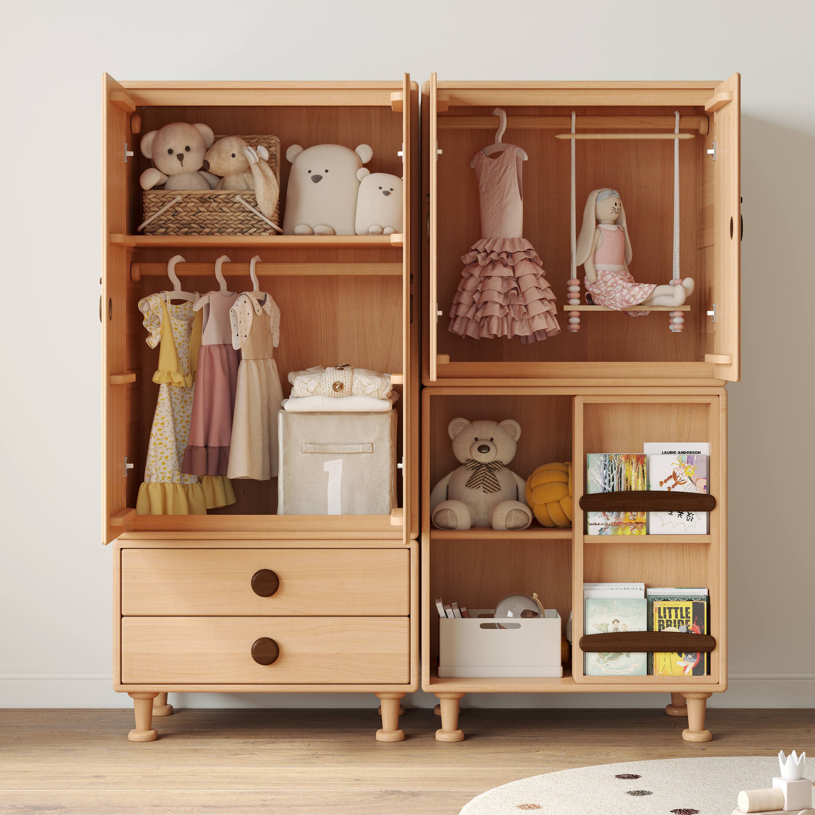 Children's furniture，furniture design ，Growing furniture，Long-term design，spatial thinking，Storage scene，